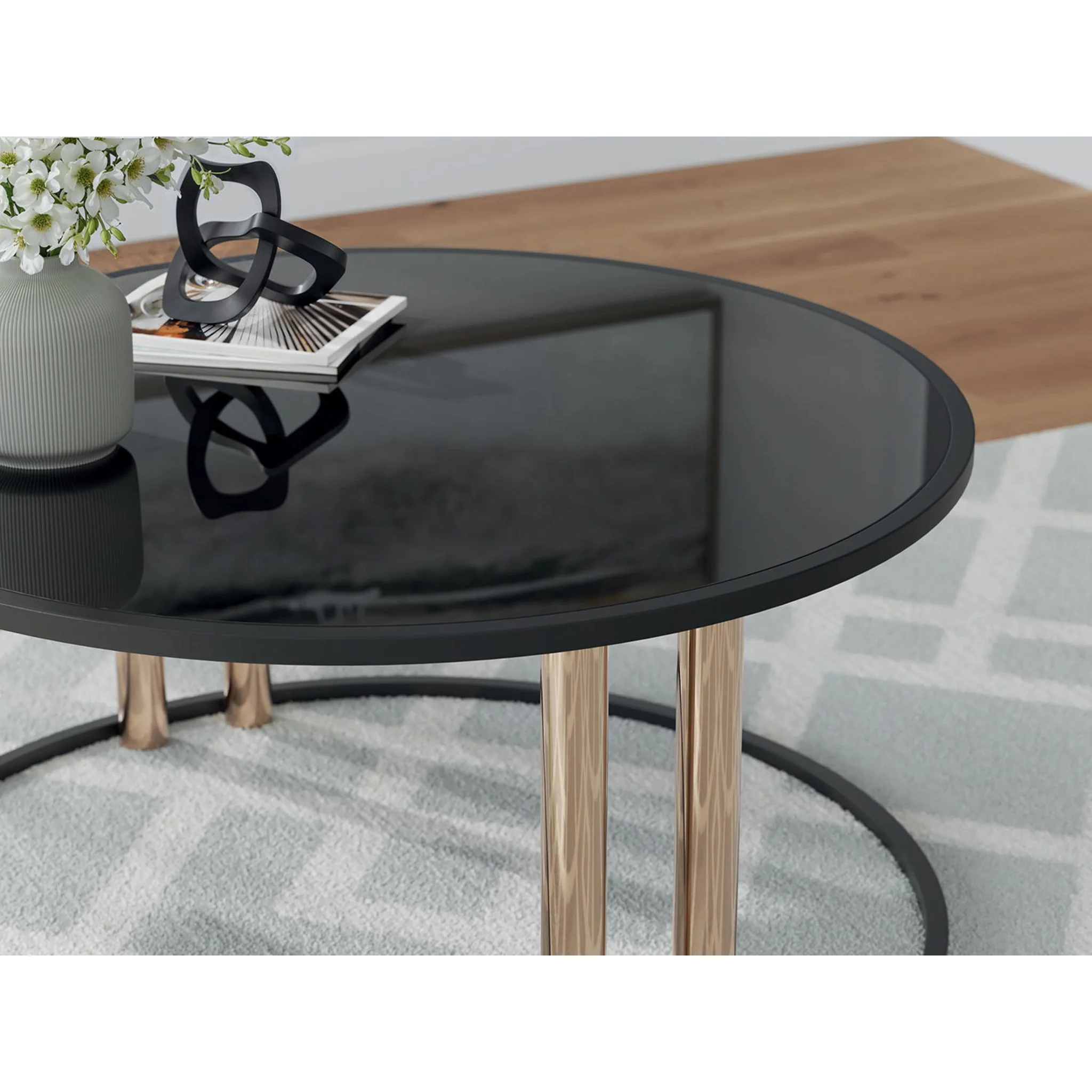 Hannerly 3 Pack Tables - Black/Gold Finish - Image 4
