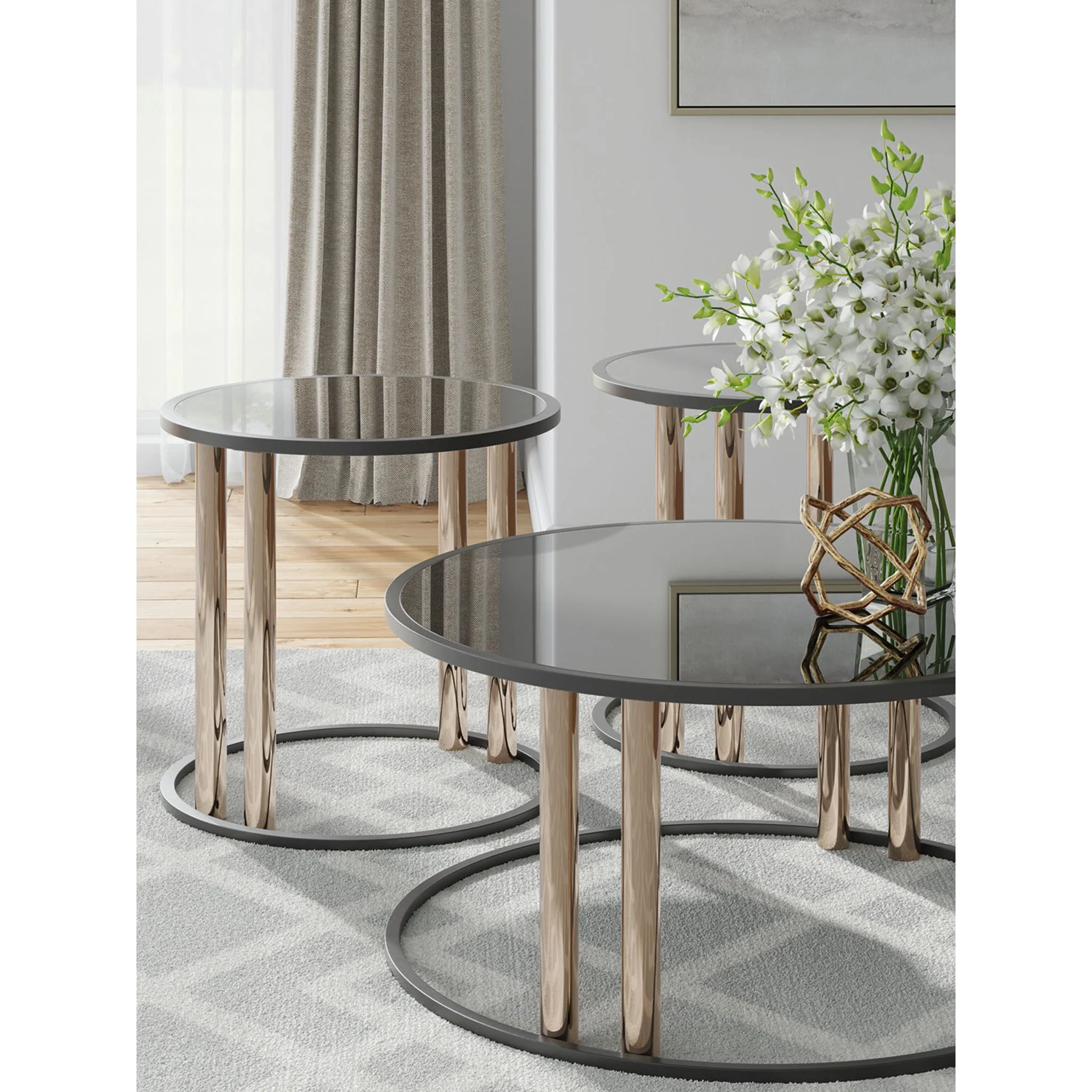 Hannerly 3 Pack Tables - Black/Gold Finish - Image 6
