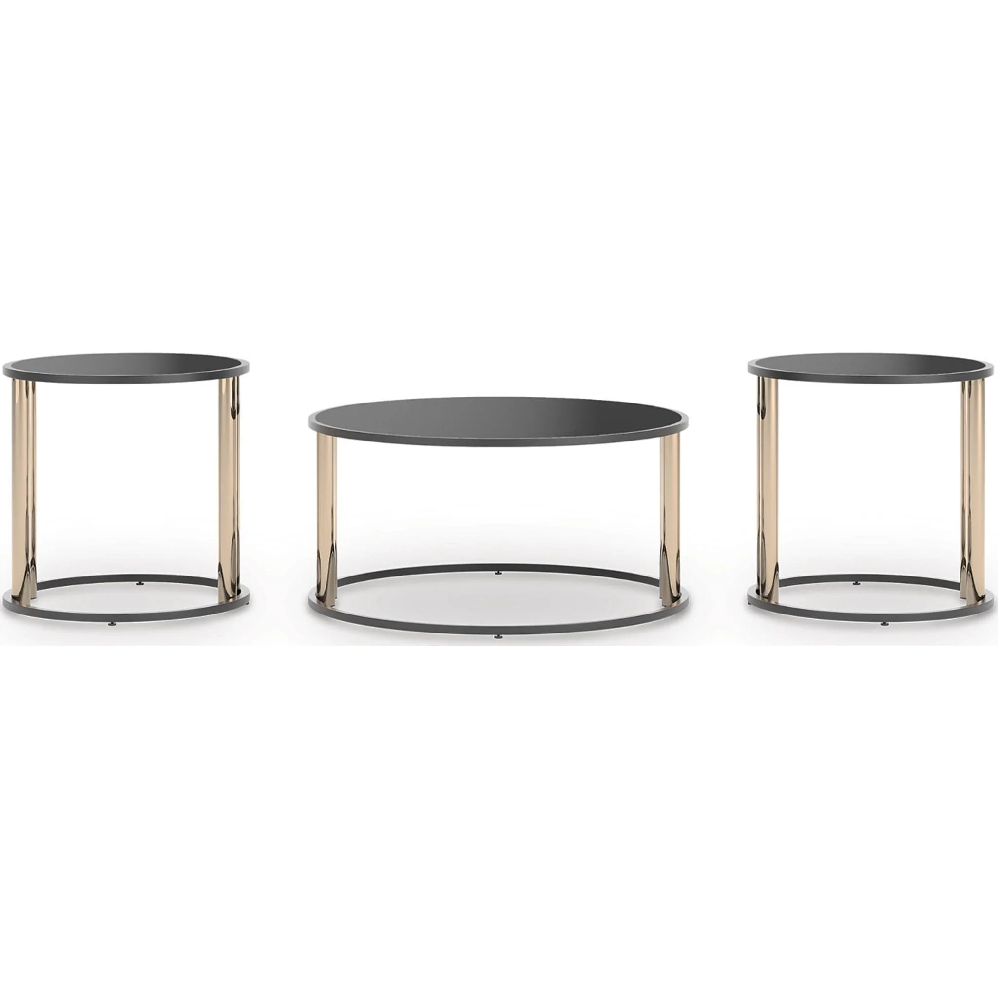 Hannerly 3 Pack Tables - Black/Gold Finish - Image 8