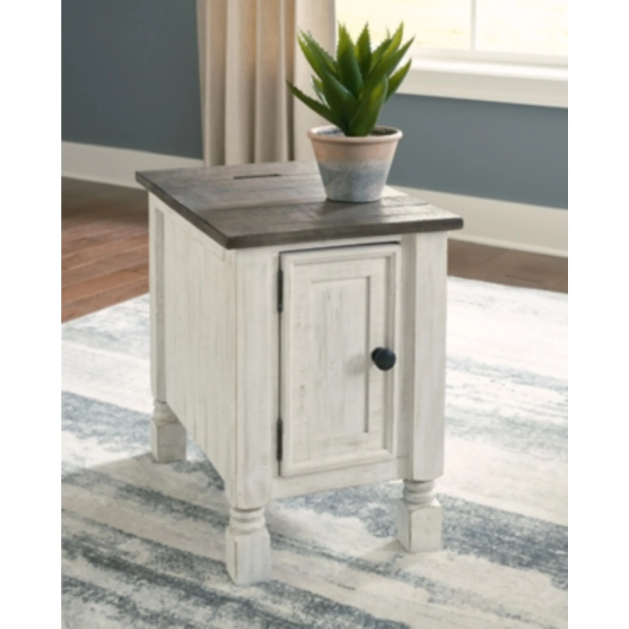 Havalance Chair Side End Table - White/Gray - Image 2