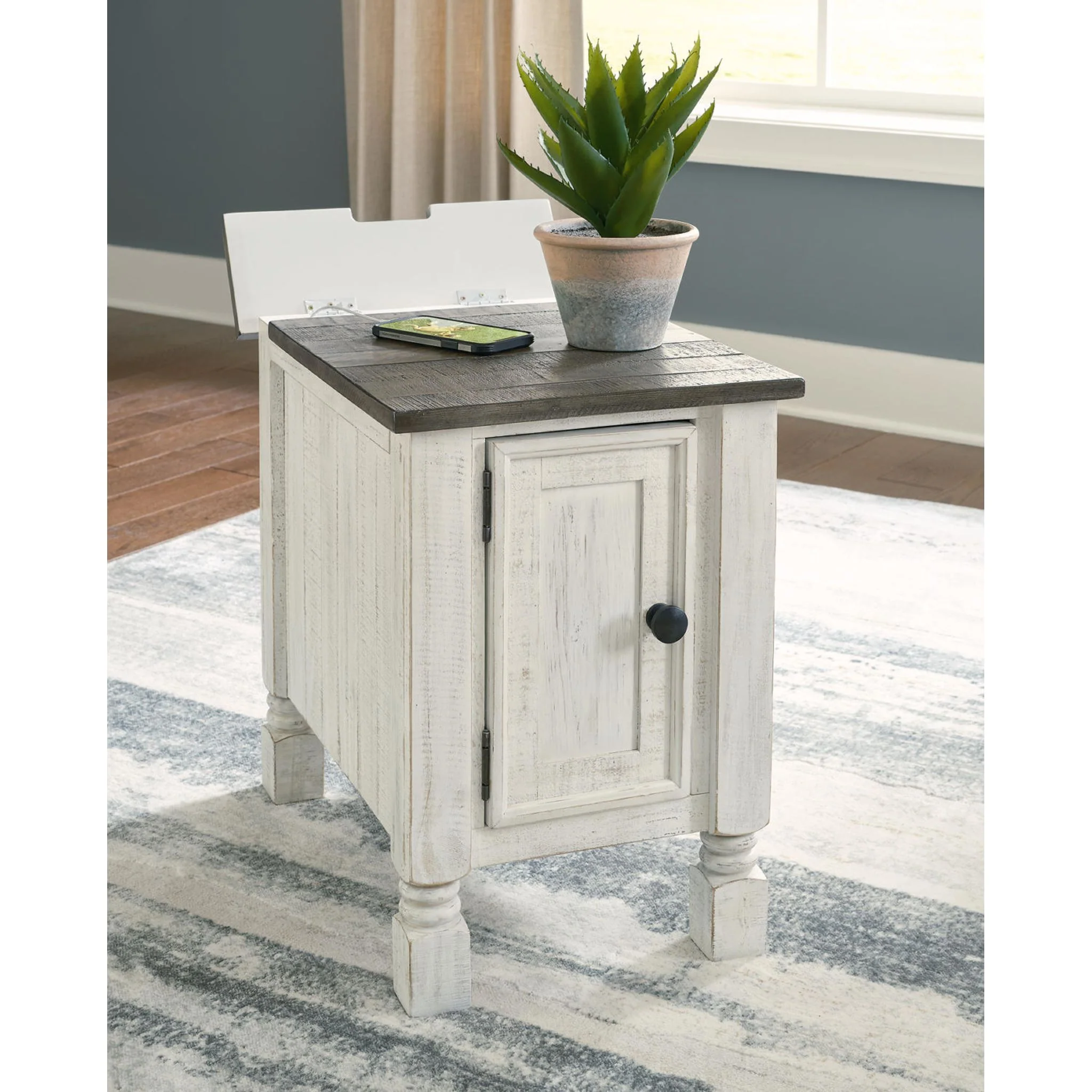 Havalance Chair Side End Table - White/Gray - Image 6