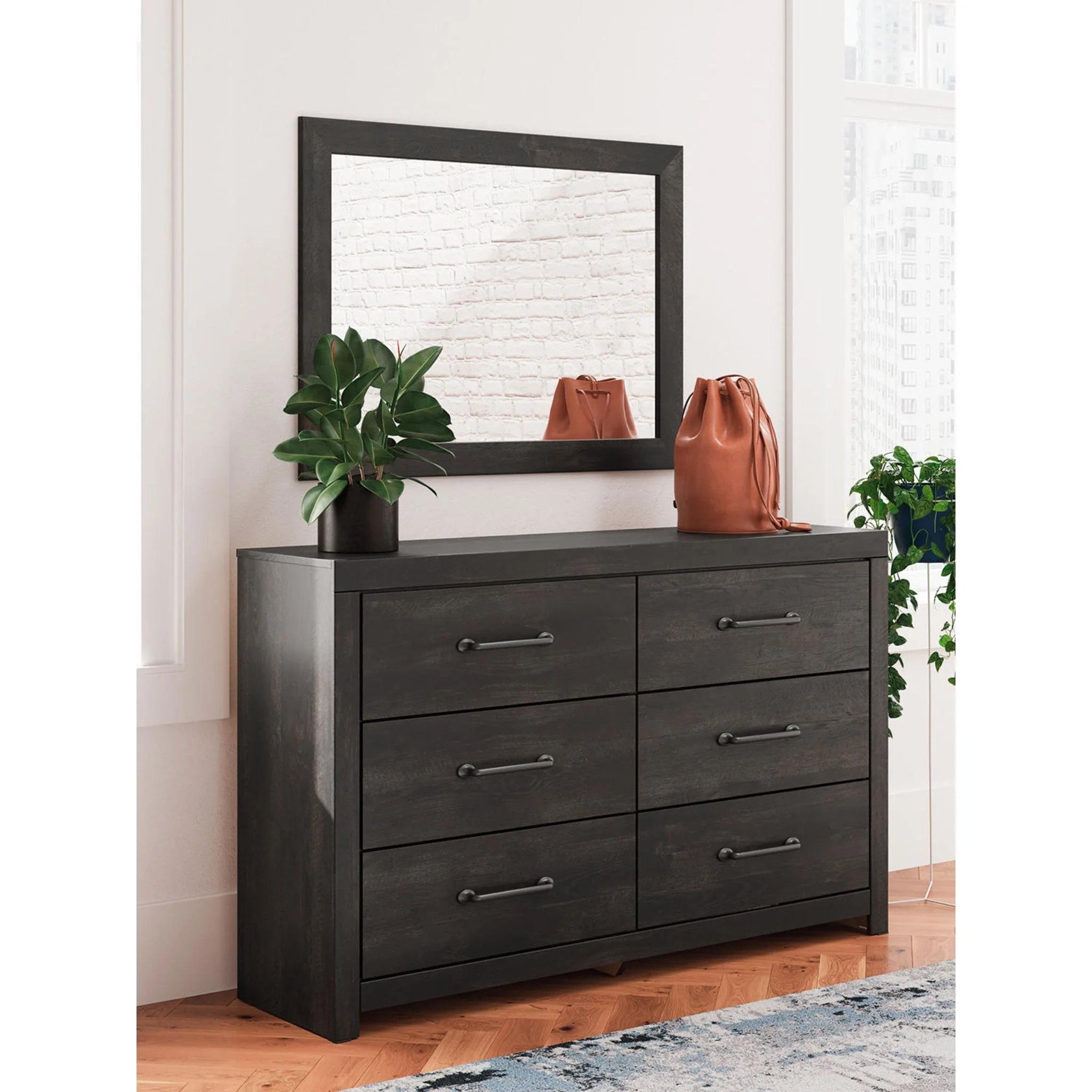 Hollivern 6 Piece Full Panel Bedroom - Dark Gray - Image 10