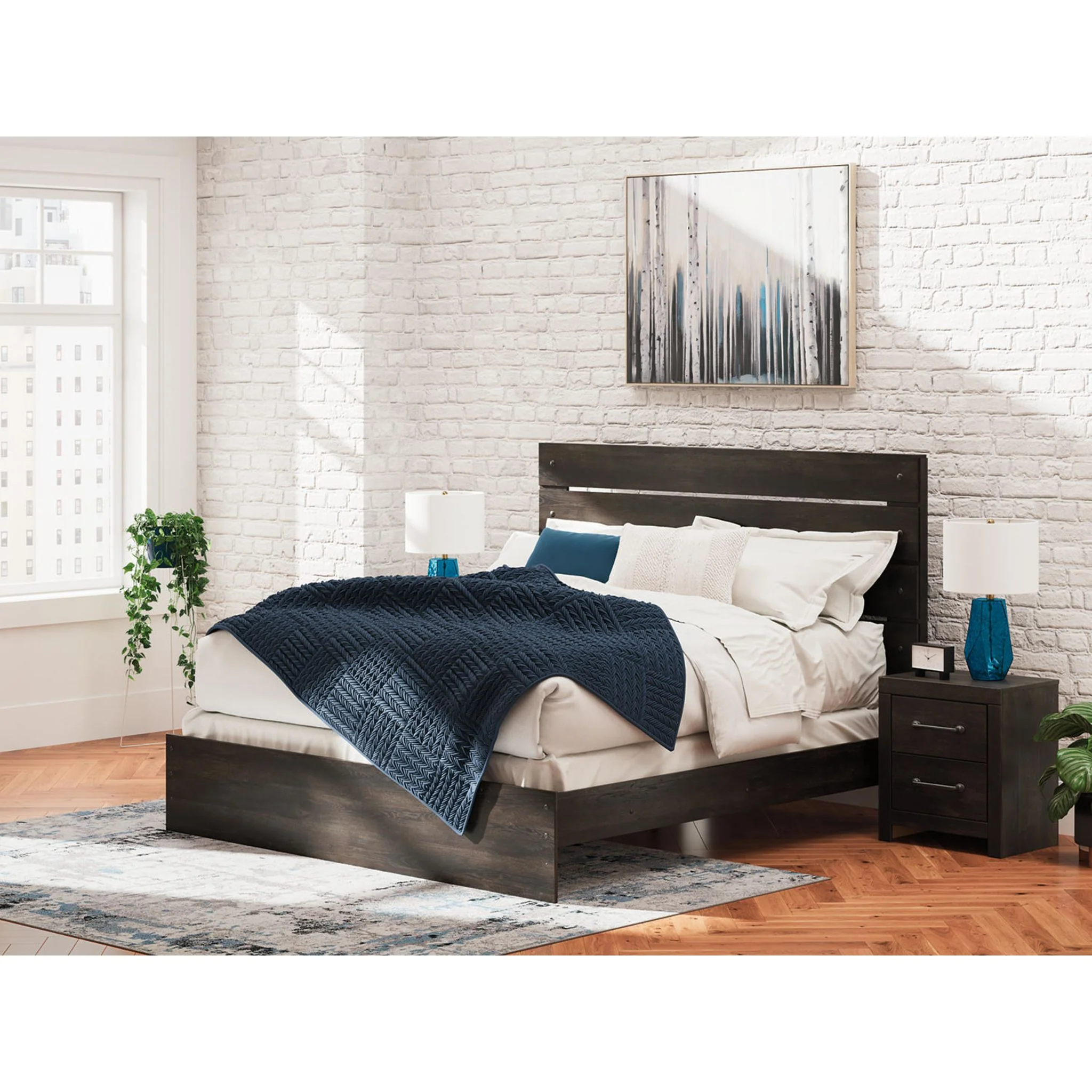 Hollivern 6 Piece King Panel Bedroom - Dark Gray - Image 20