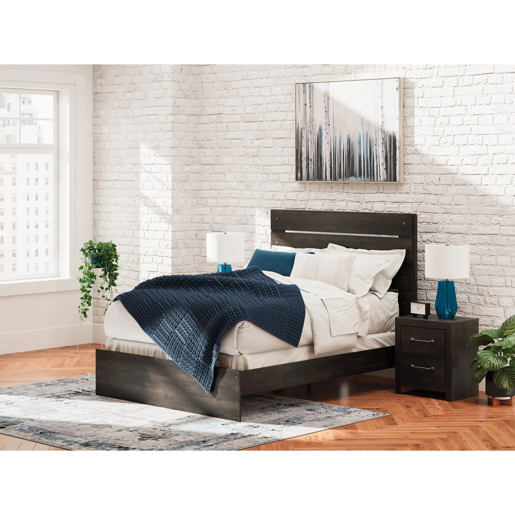 Hollivern 6 Piece Queen Panel Bedroom - Dark Gray - Image 20