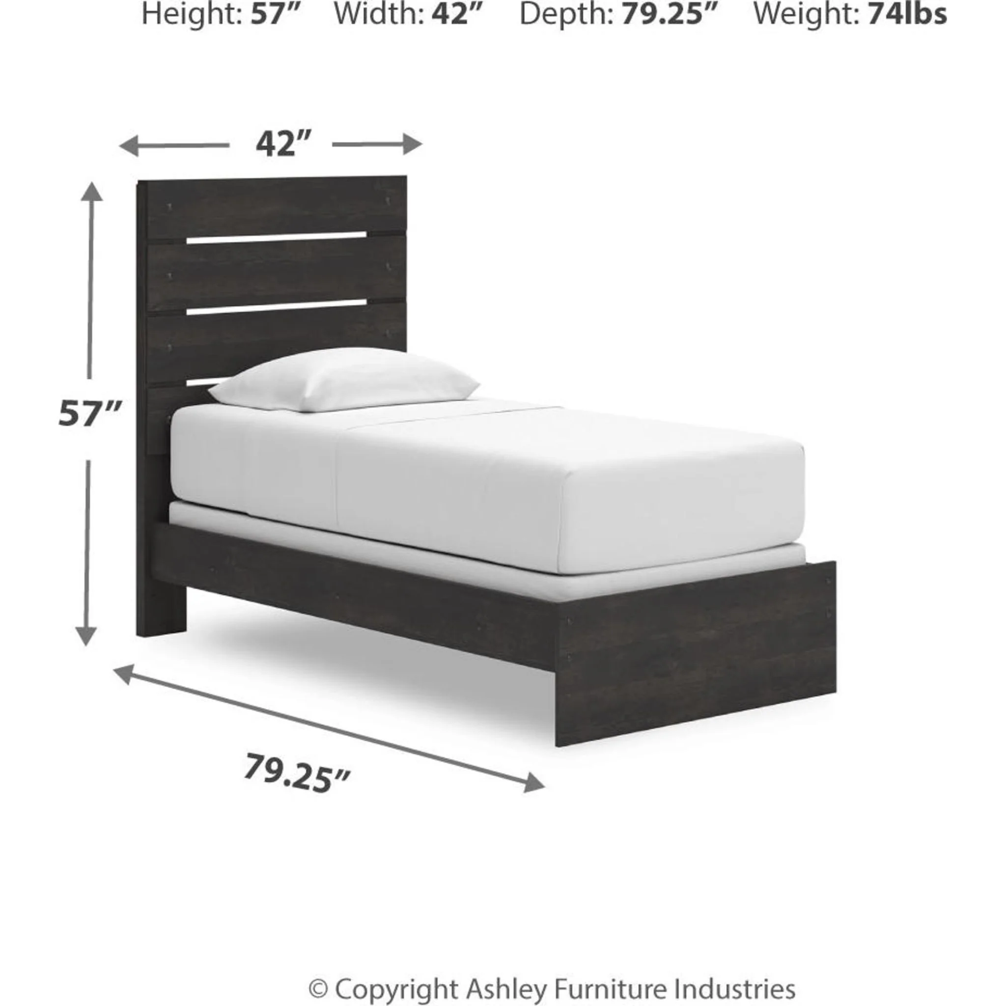 Hollivern 6 Piece Twin Panel Bedroom - Dark Gray - Image 15