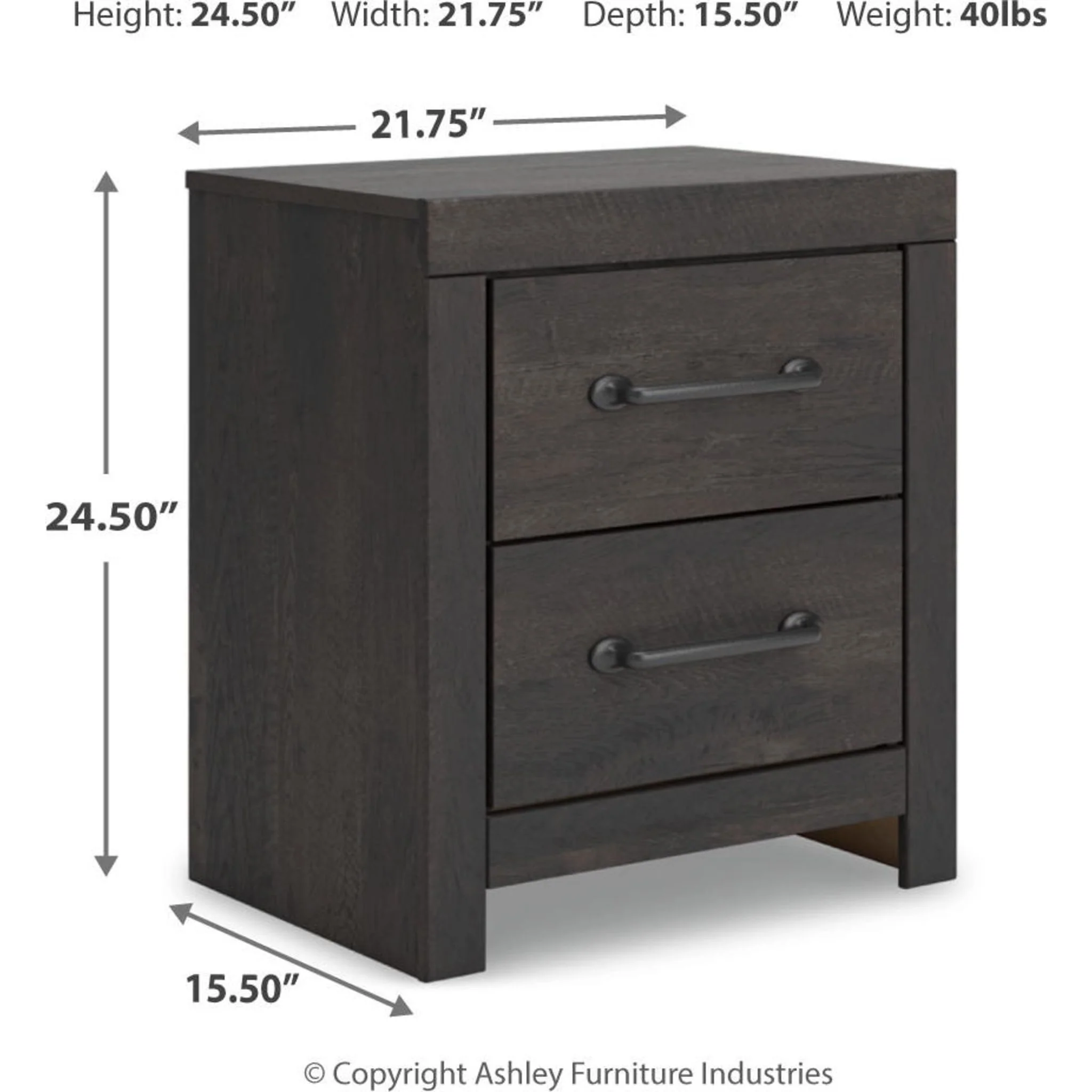 Hollivern 6 Piece Twin Panel Bedroom - Dark Gray - Image 26