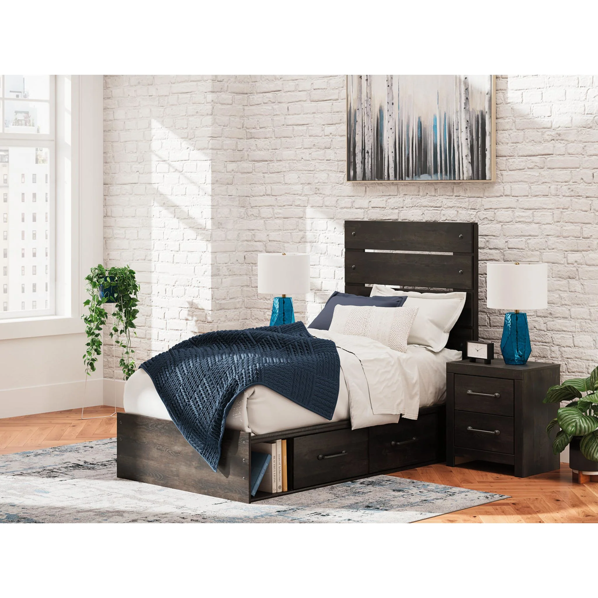 Hollivern Twin Storage Bed - Dark Gray - Image 2