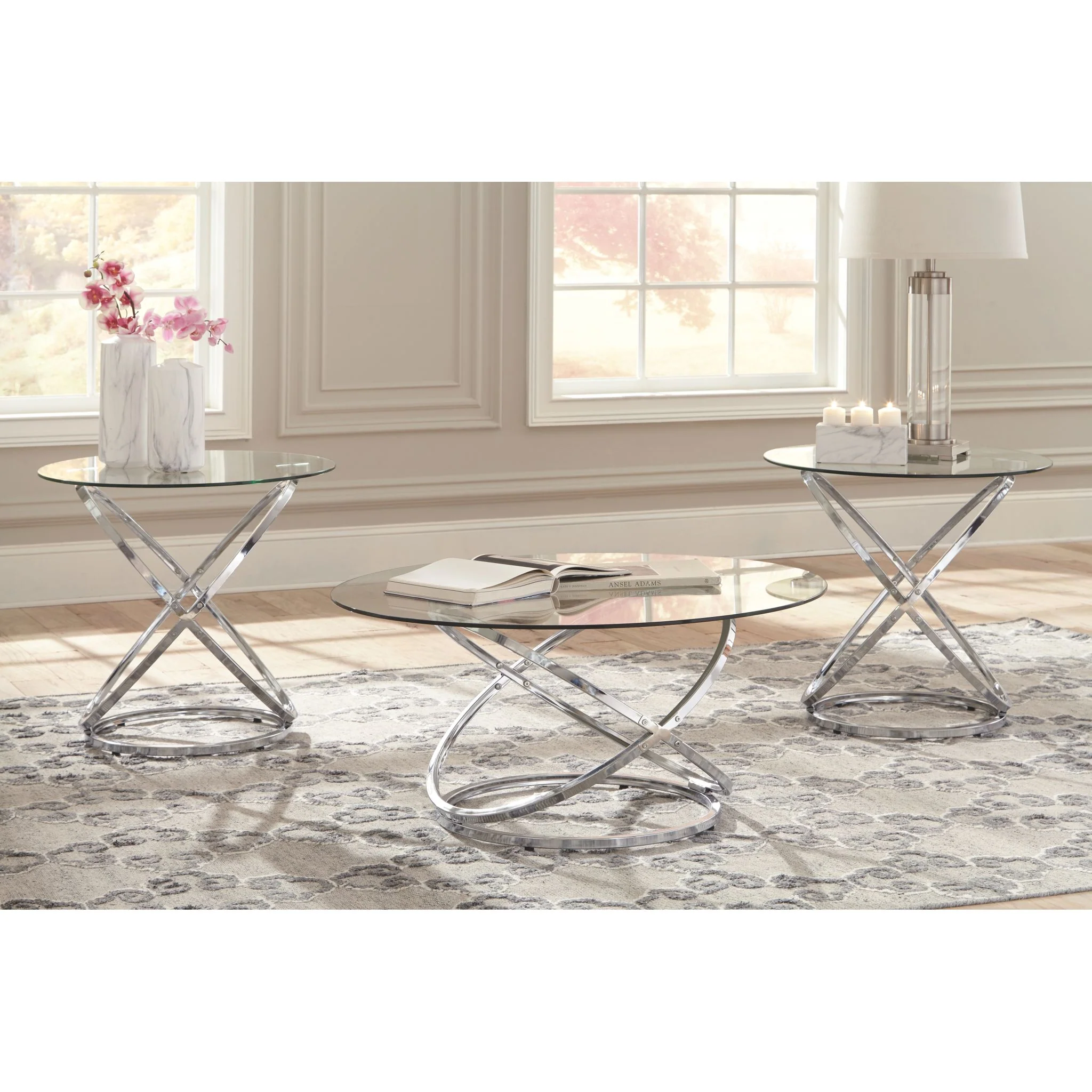 Hollynyx 3 Pack Tables - Chrome Finish - Image 2