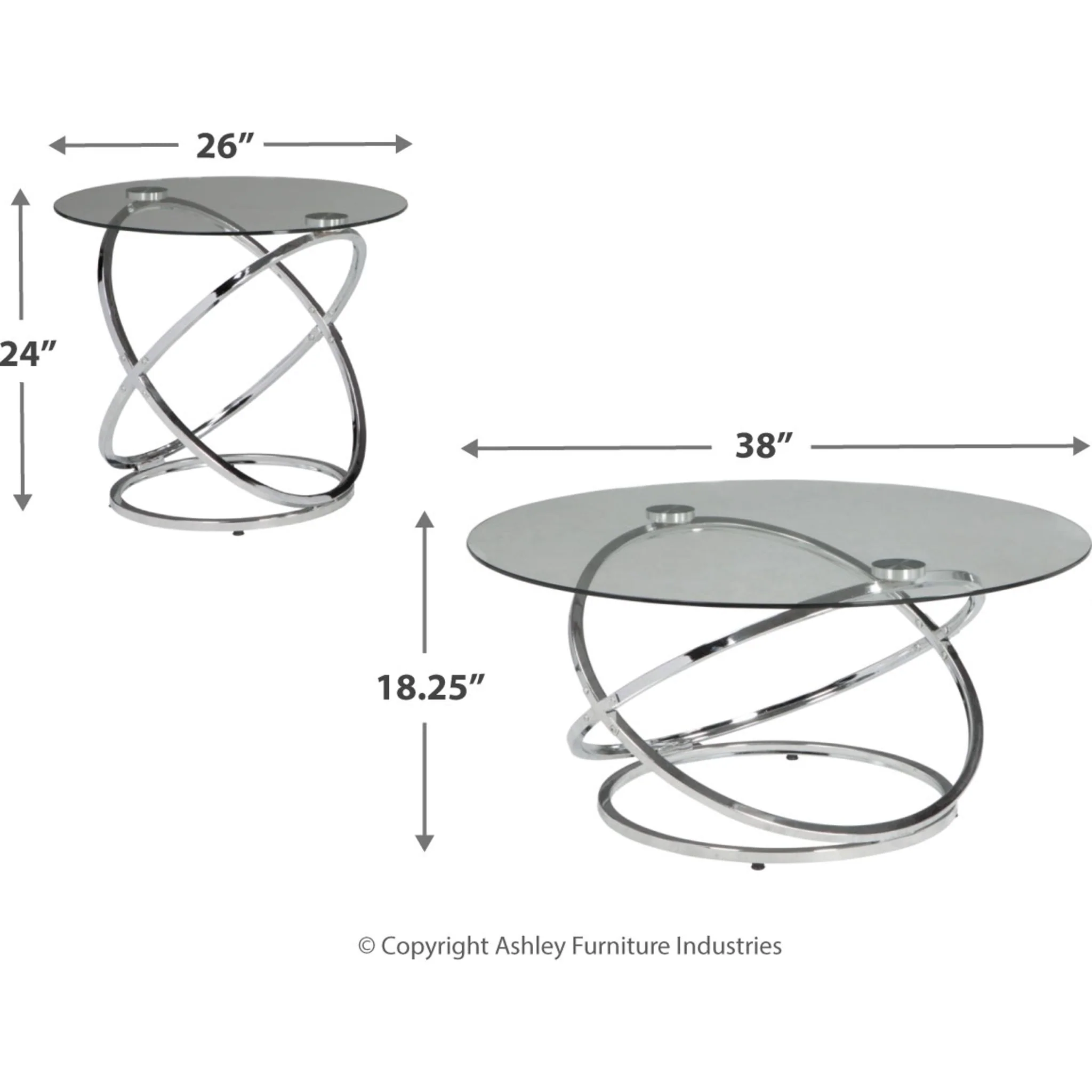Hollynyx 3 Pack Tables - Chrome Finish - Image 4