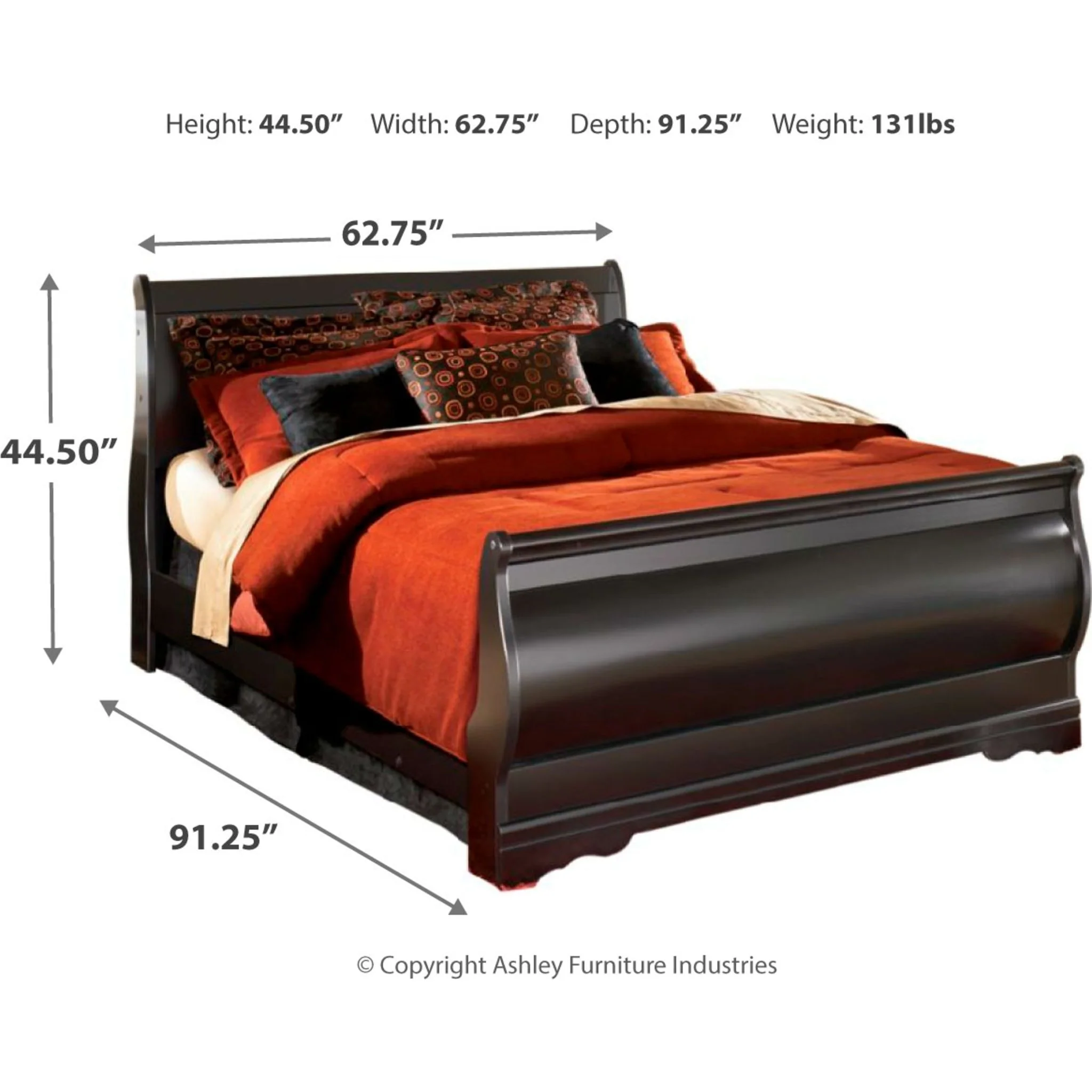 Huey Vineyard Queen Sleigh Bed - Black - Image 4