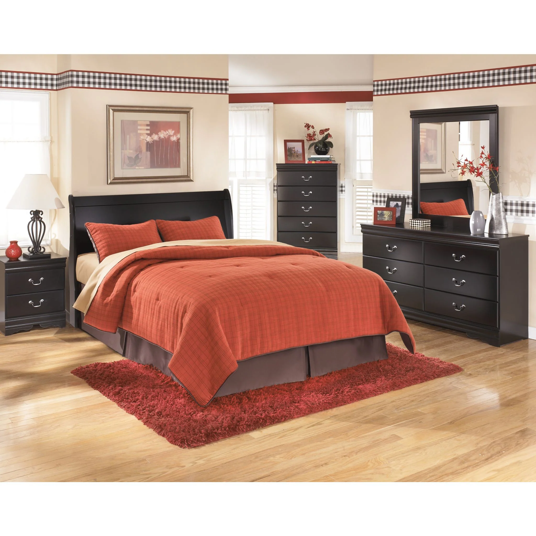 Huey Vineyard Queen Sleigh Headboard - Black - Image 4