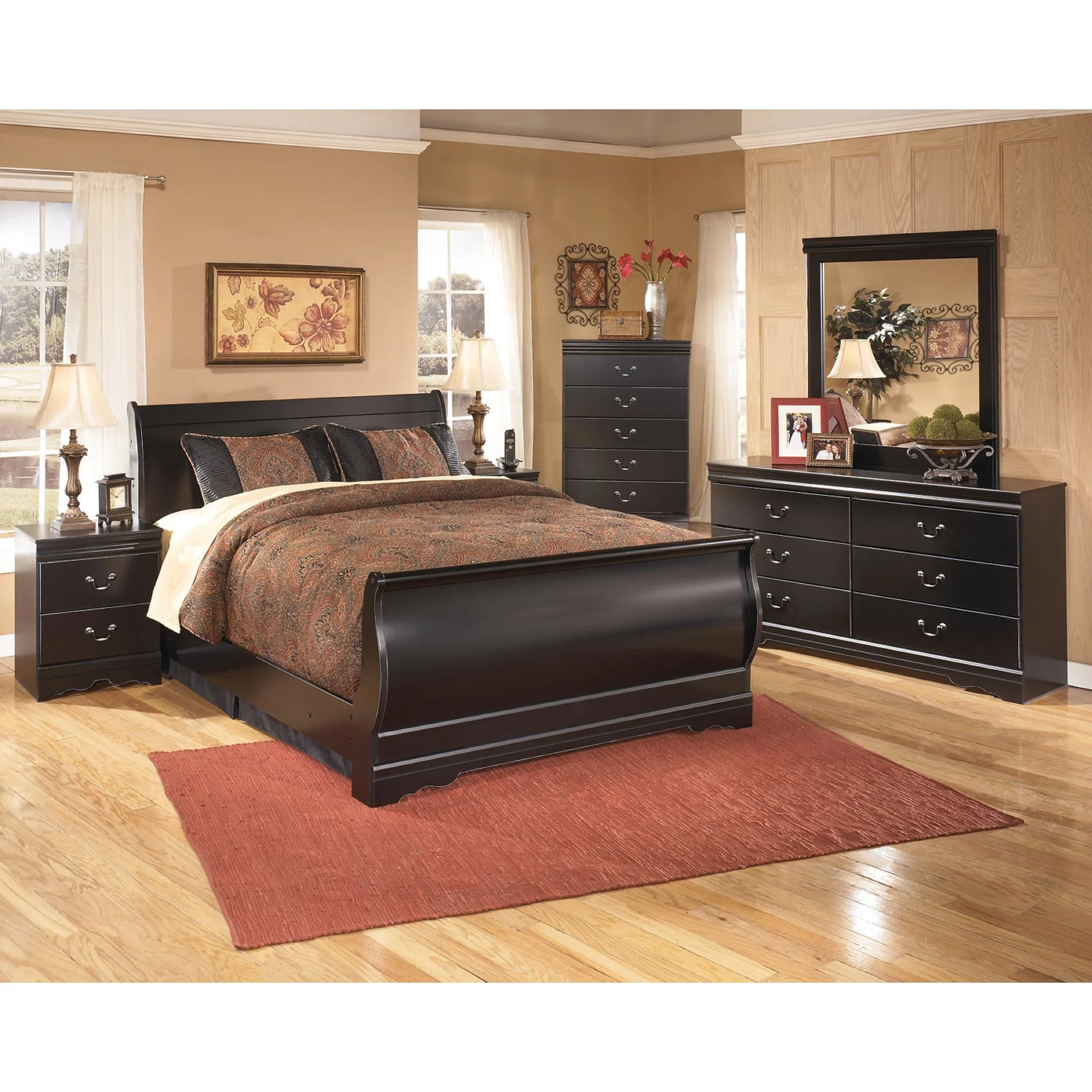 Huey Vineyard Sleigh Bed - Black - Image 17