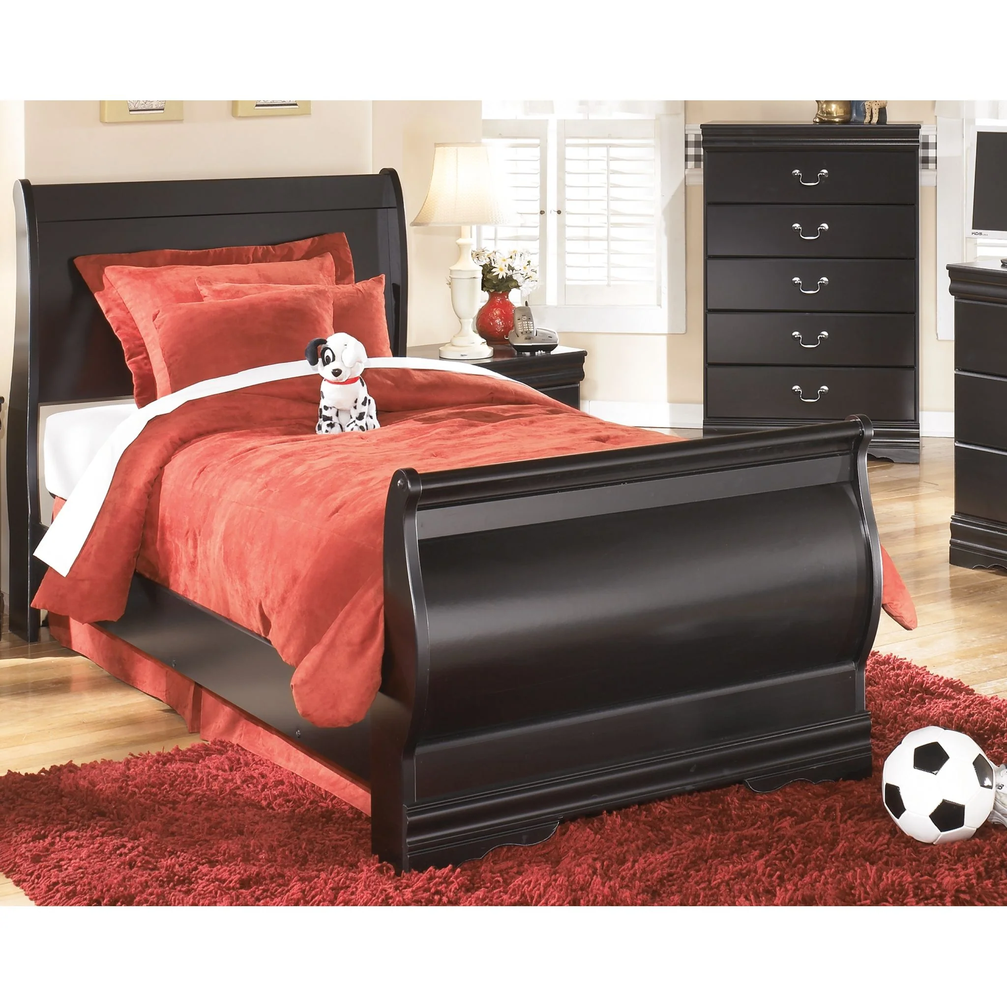 Huey Vineyard Sleigh Bed - Black - Image 2