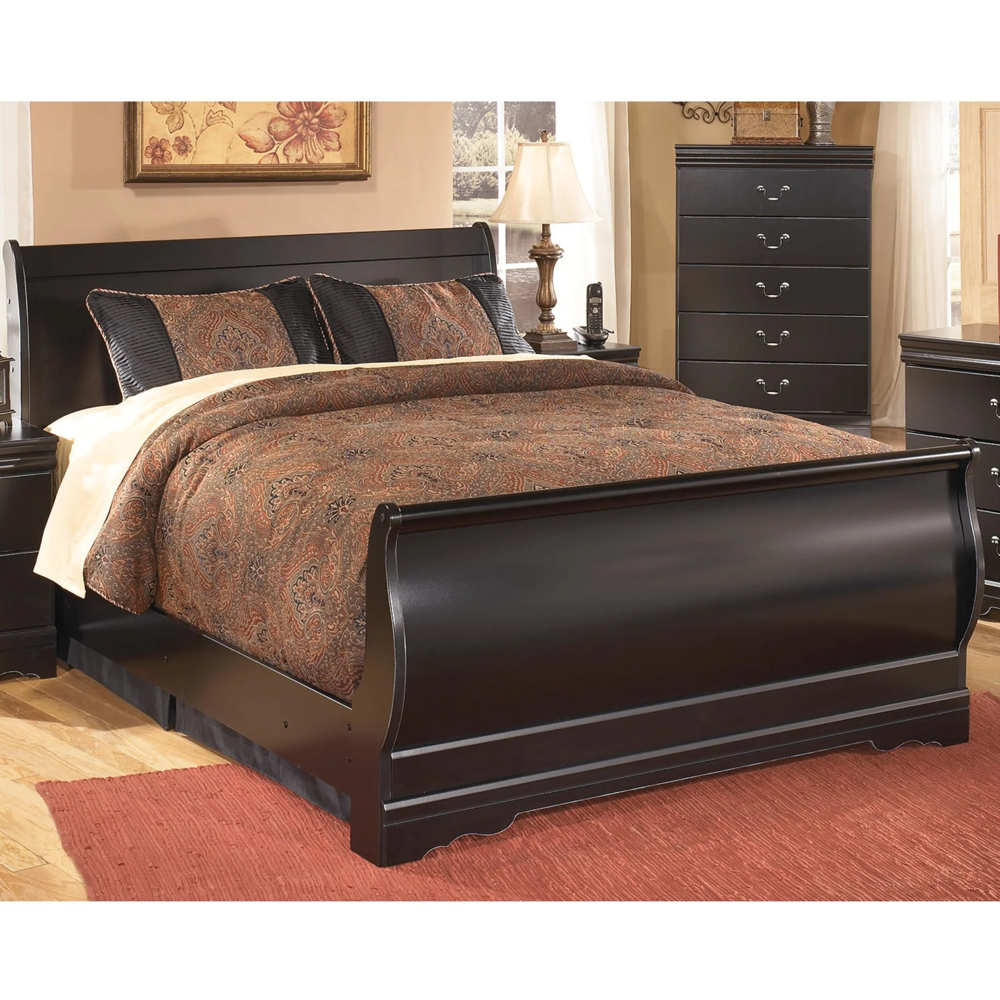 Huey Vineyard Sleigh Bed - Black - Image 26