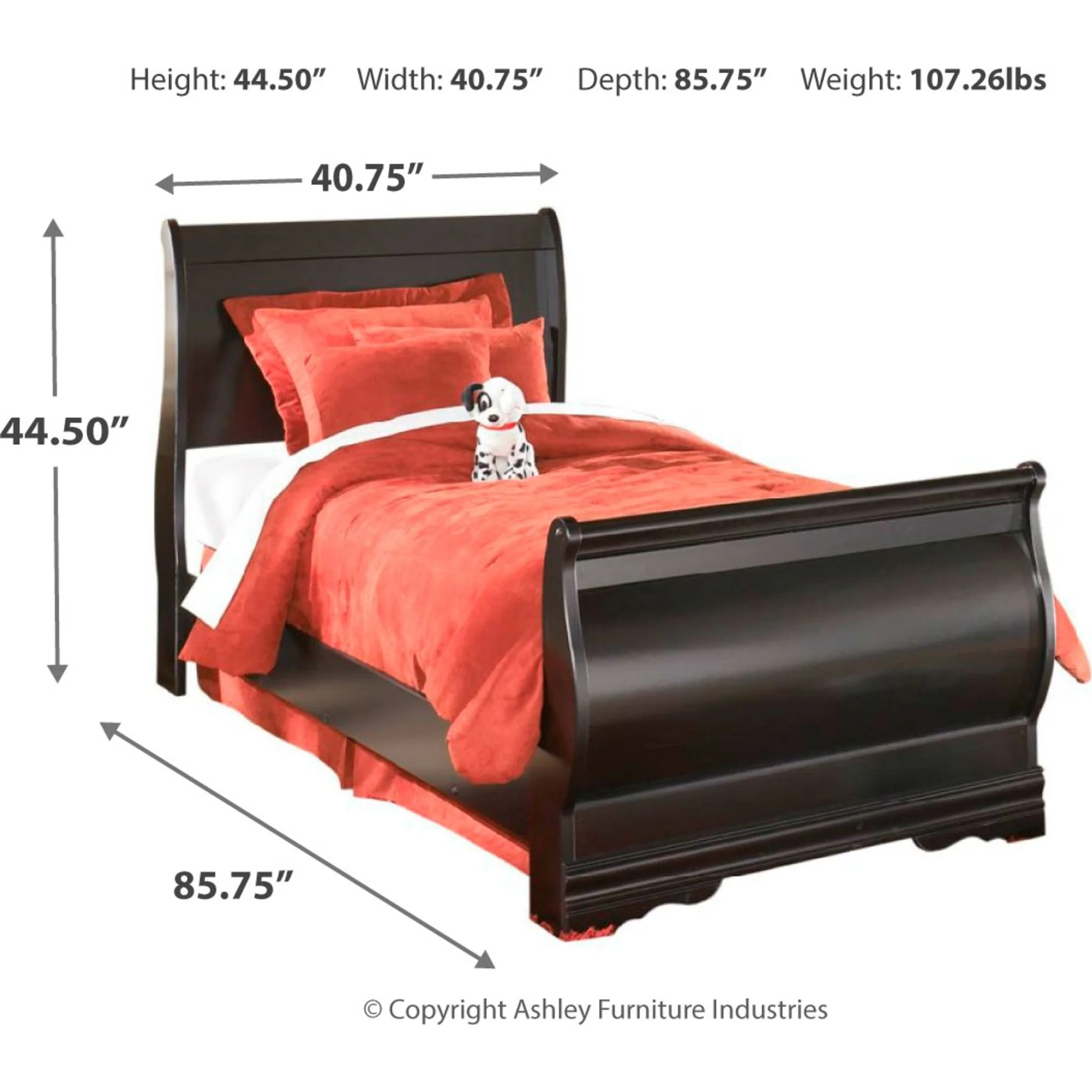 Huey Vineyard Sleigh Bed - Black - Image 5