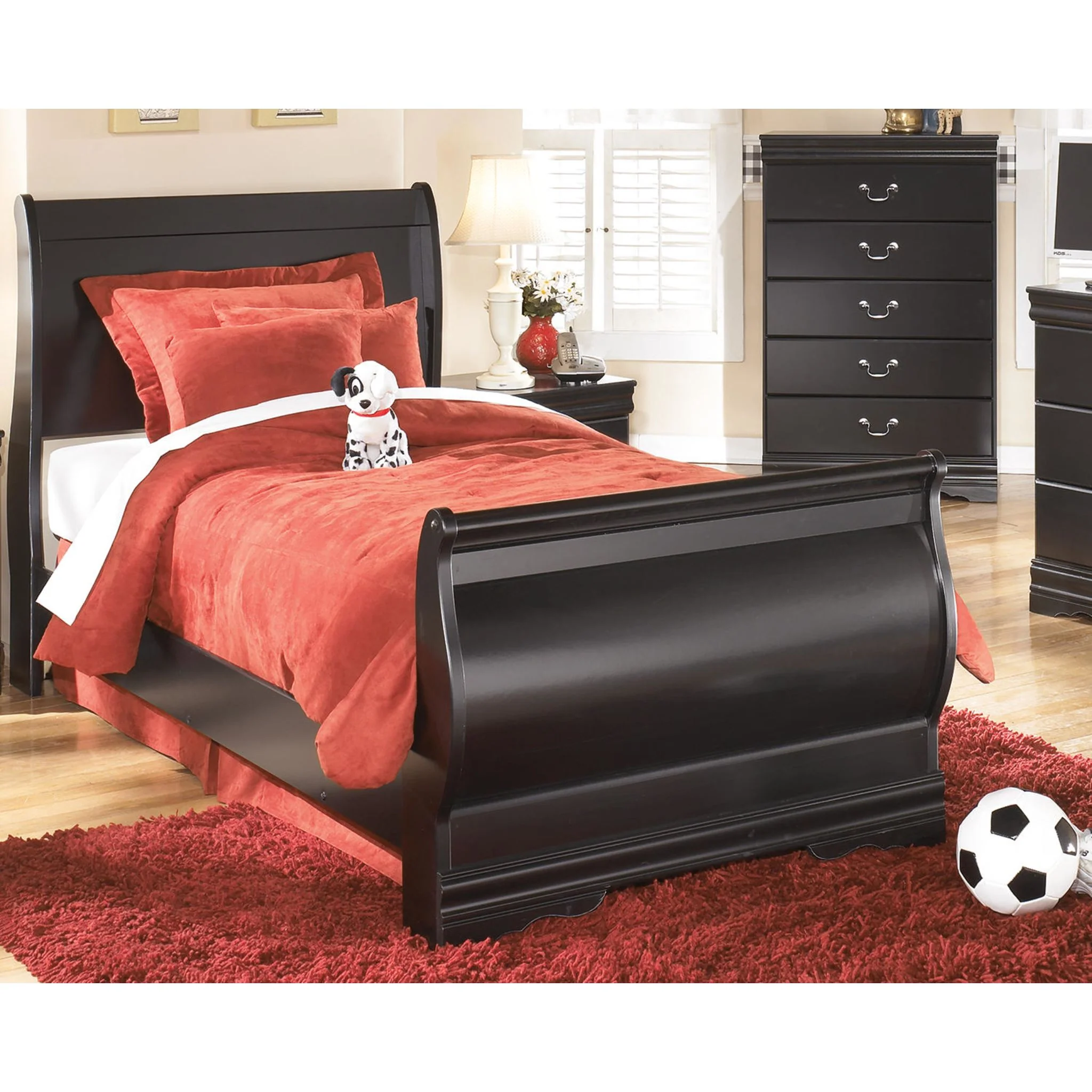 Huey Vineyard Sleigh Bed - Black - Image 6