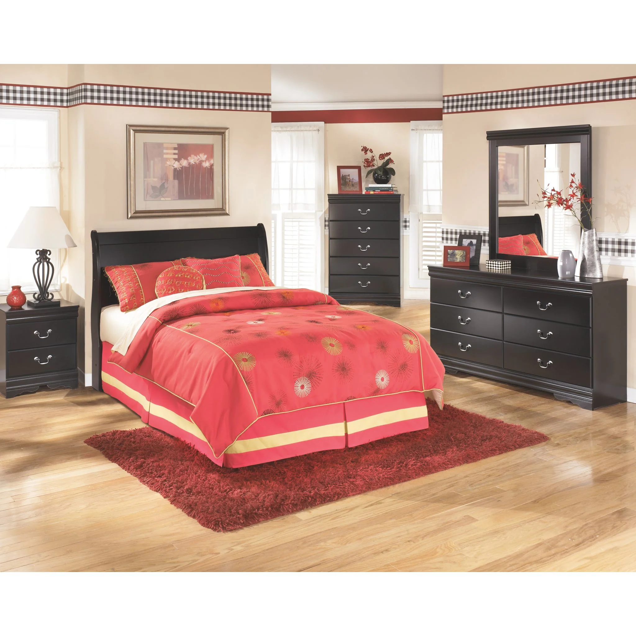 Huey Vineyard Sleigh Headboard - Black - Image 7