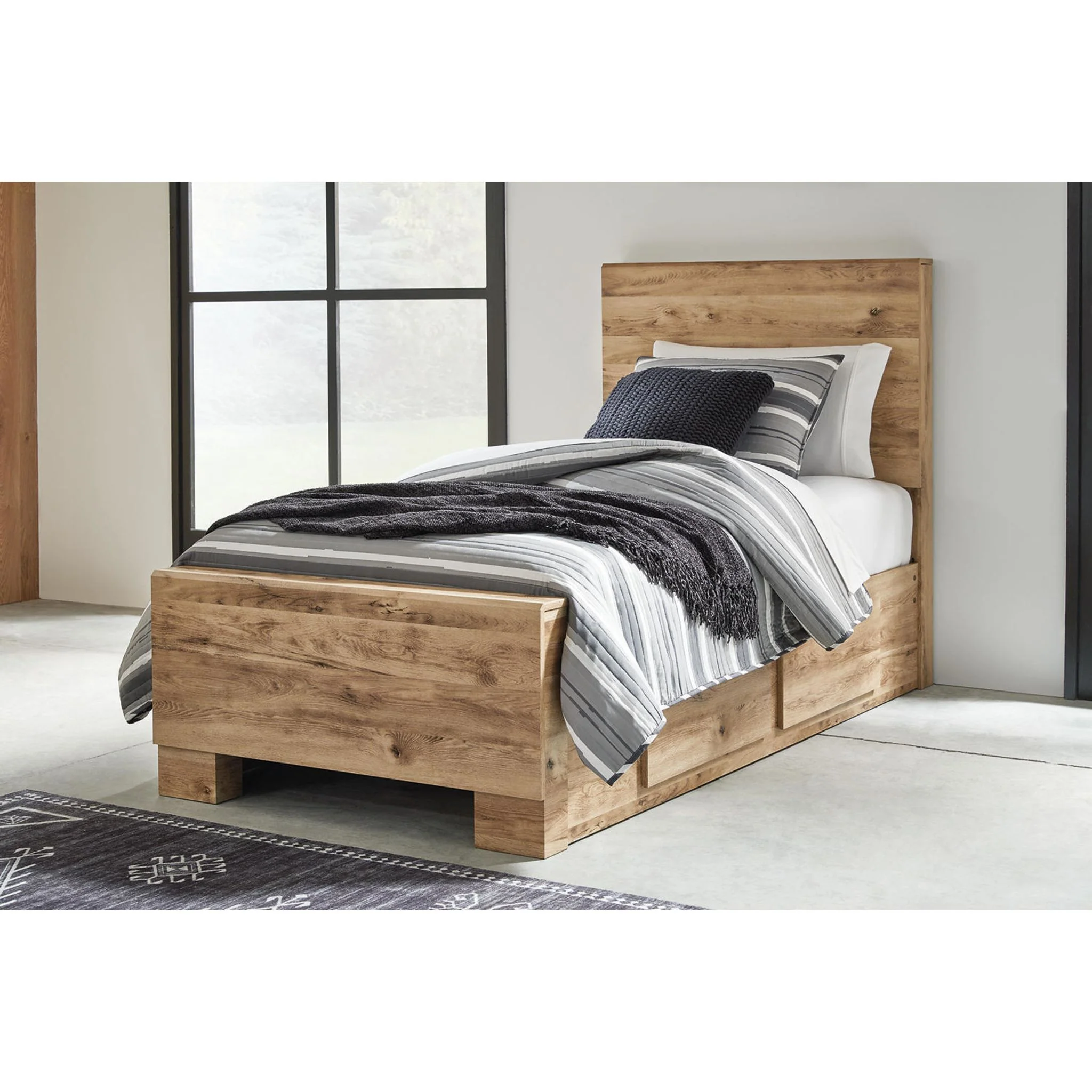Hyanna 6 Piece Bed with 2 Drawer Storage Bedroom - Tan Brown - Image 12