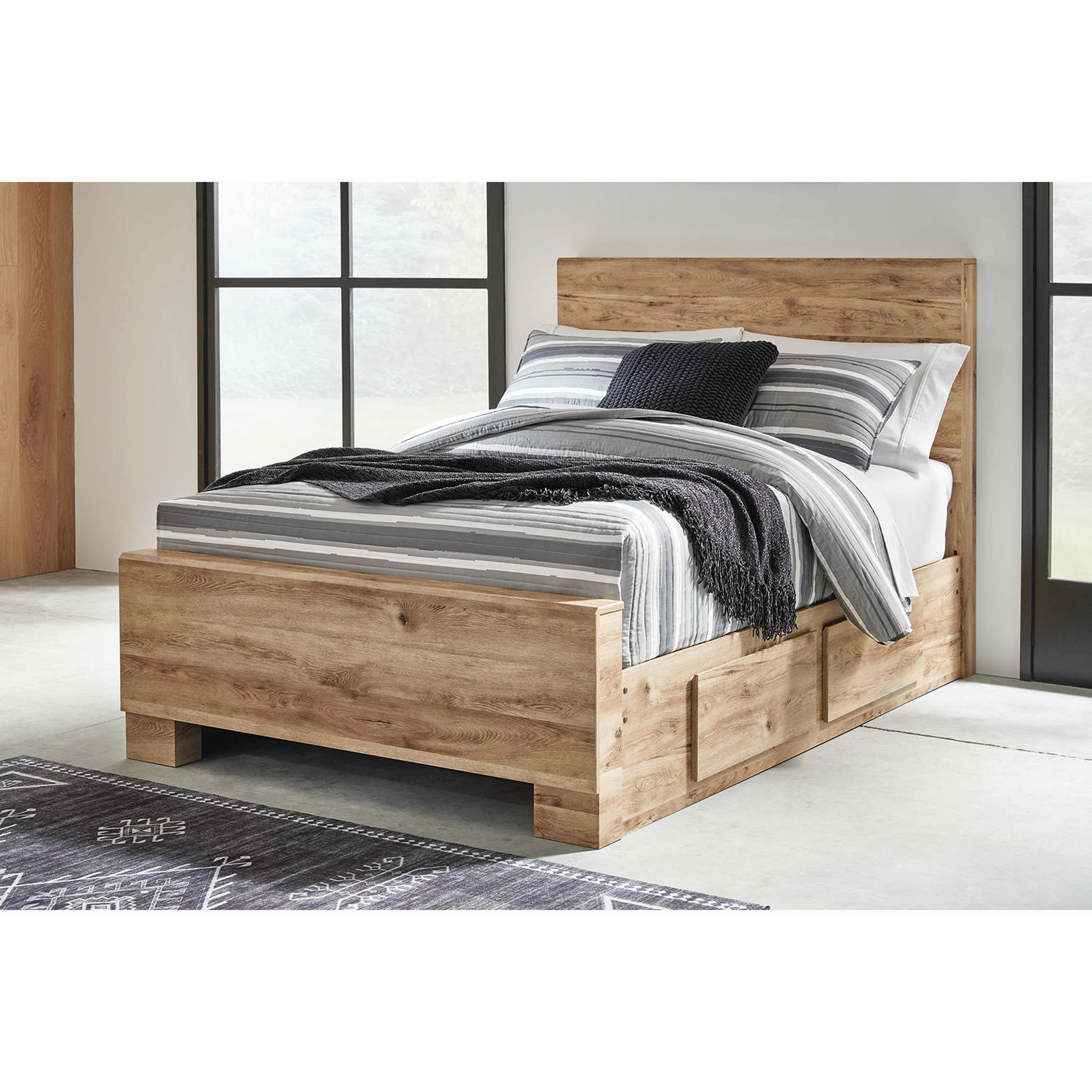 Hyanna 6 Piece Bed with 2 Drawer Storage Bedroom - Tan Brown - Image 33