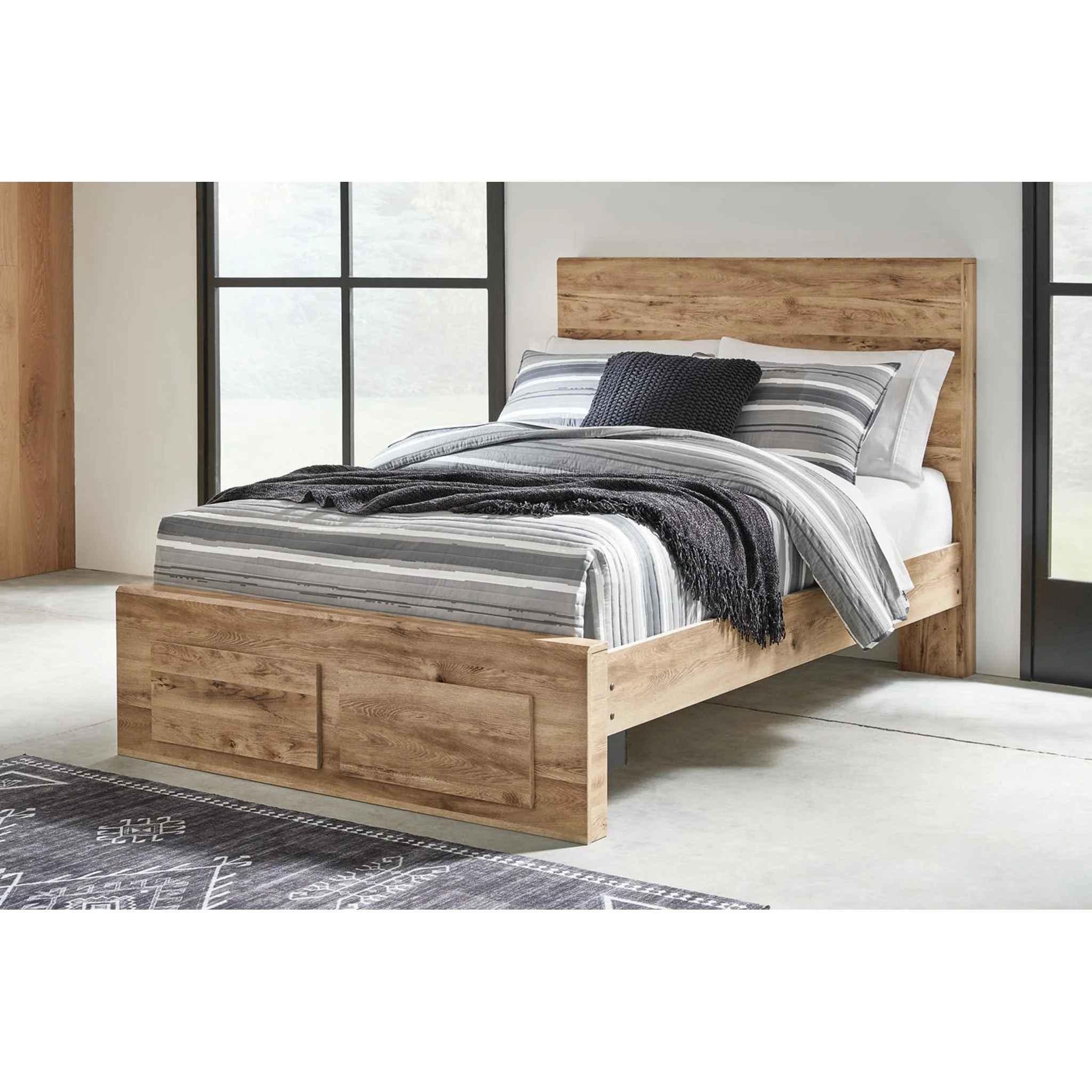 Hyanna 6 Piece Full Bed with Footboard Storage Bedroom - Tan Brown - Image 9