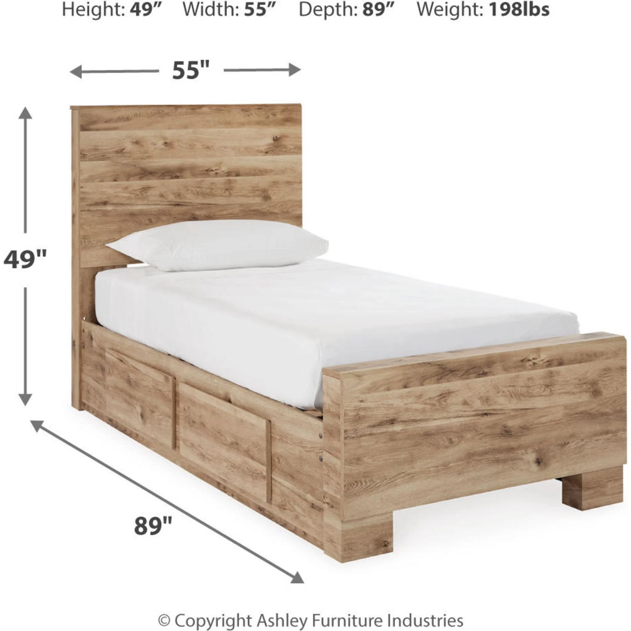 Hyanna Bed with 2 Drawer Storage - Tan Brown - Image 7