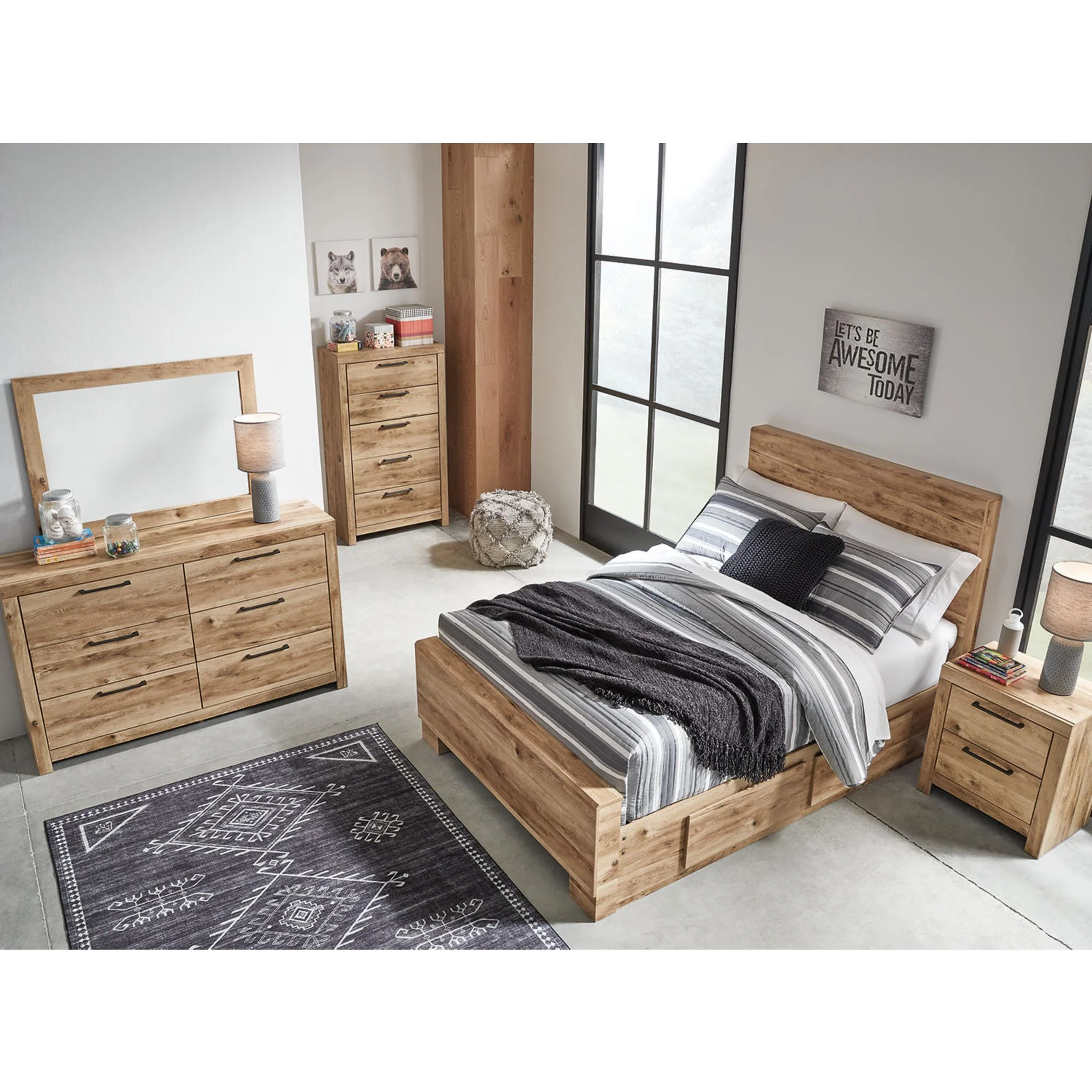 Hyanna Bed with 4 Drawer Storage - Tan Brown - Image 8