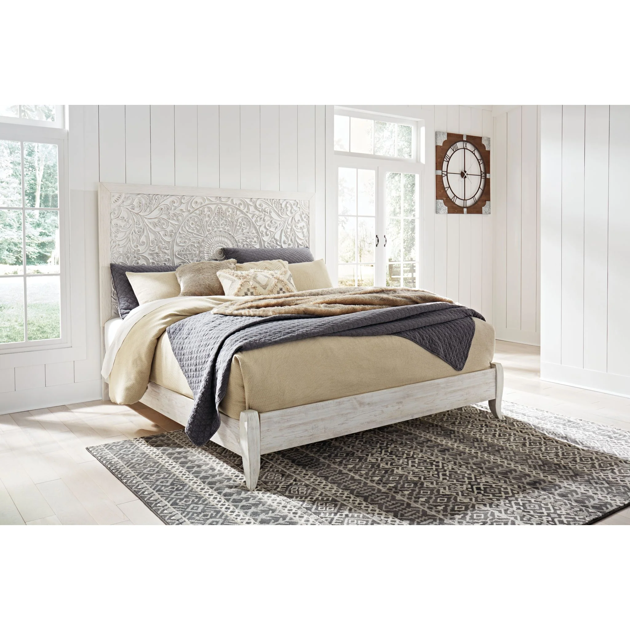 Jareth Panel Bed - Whitewash - Image 16