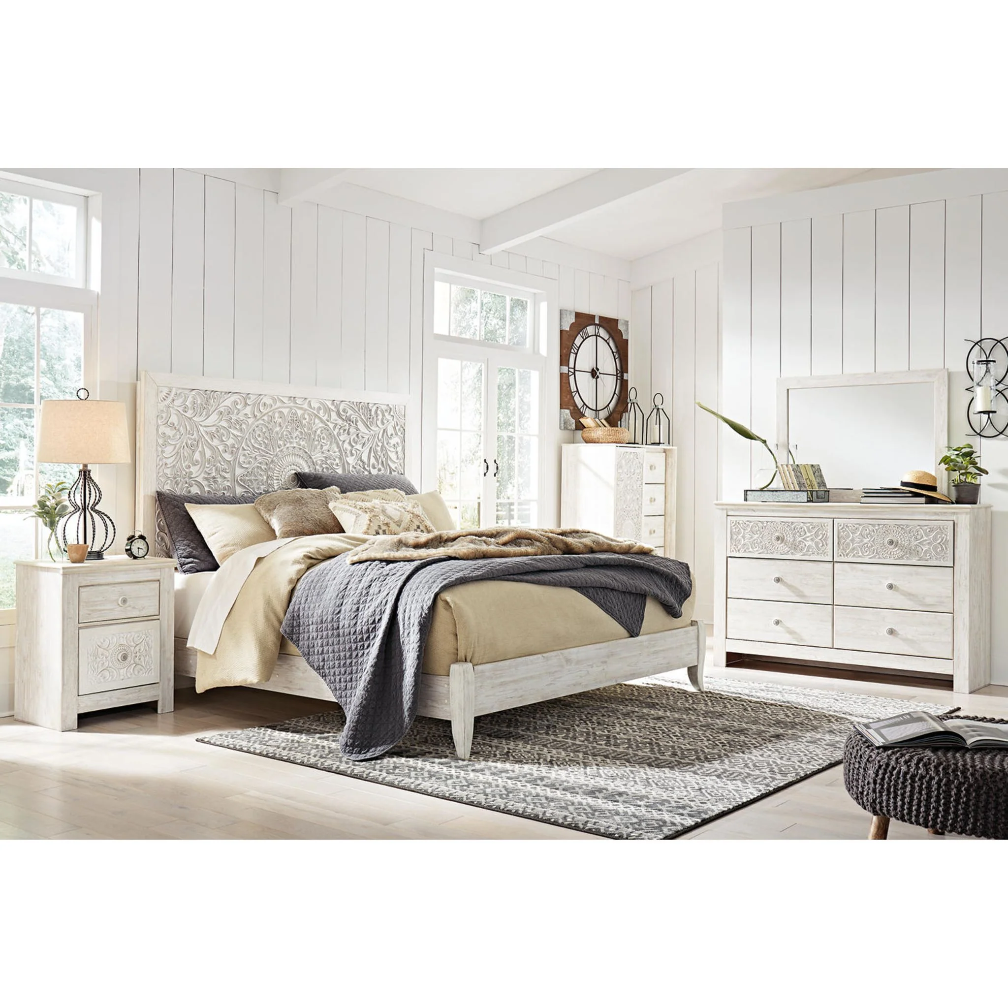 Jareth Panel Bed - Whitewash - Image 23