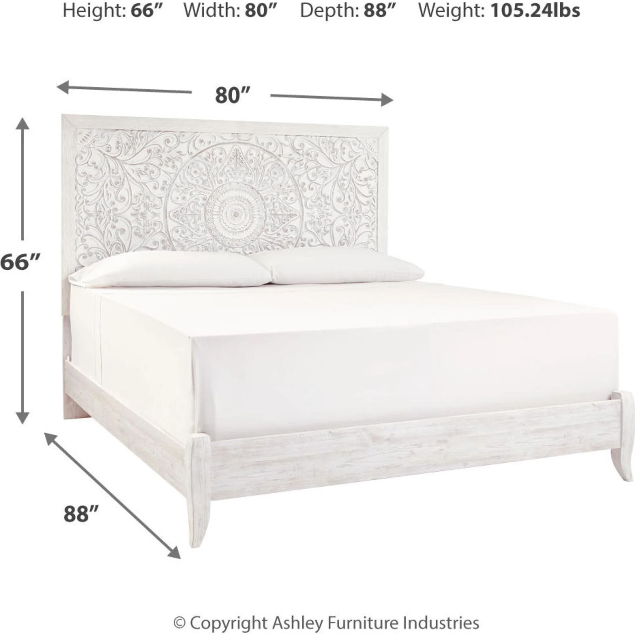Jareth Panel Bed - Whitewash - Image 30