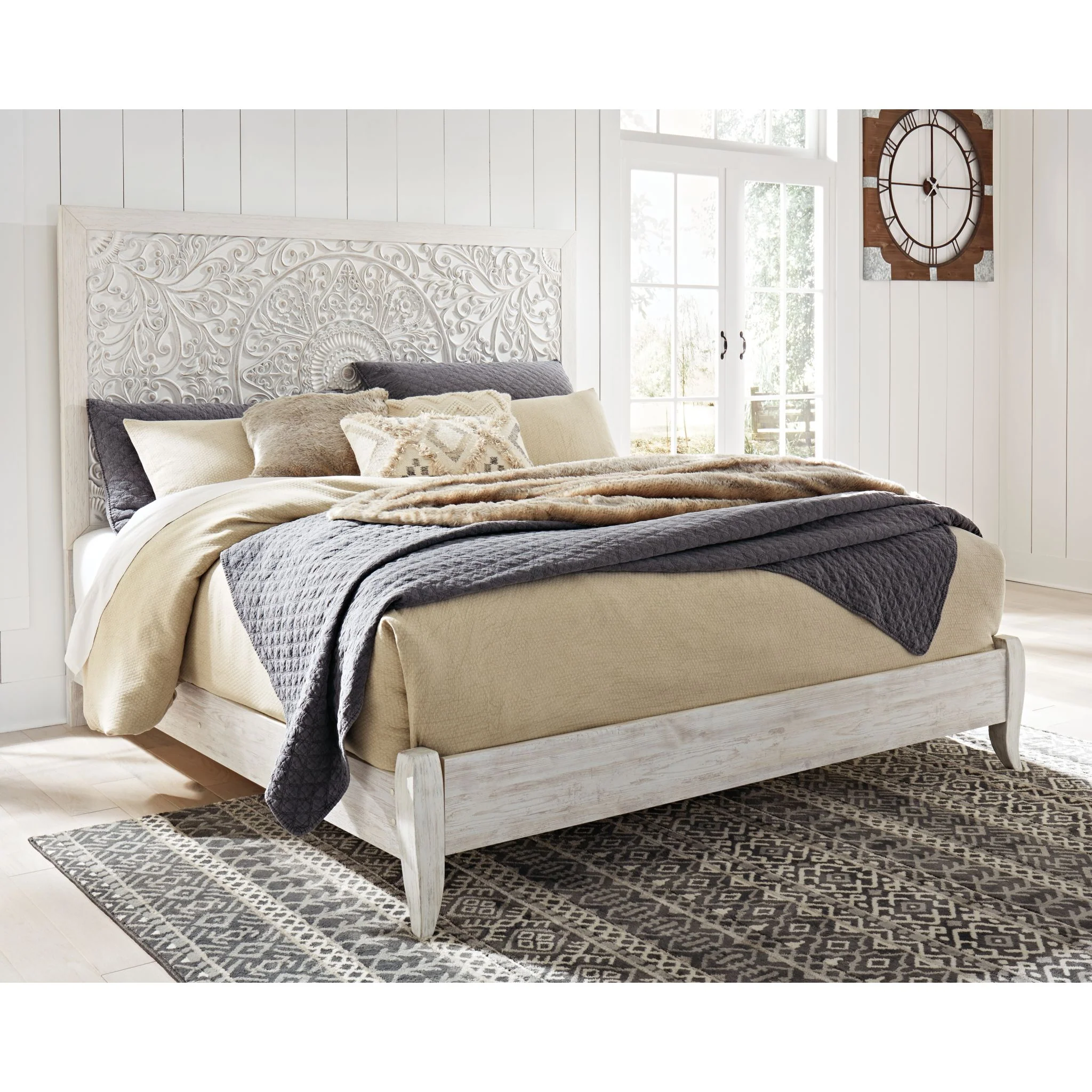 Jareth Panel Bed - Whitewash - Image 37