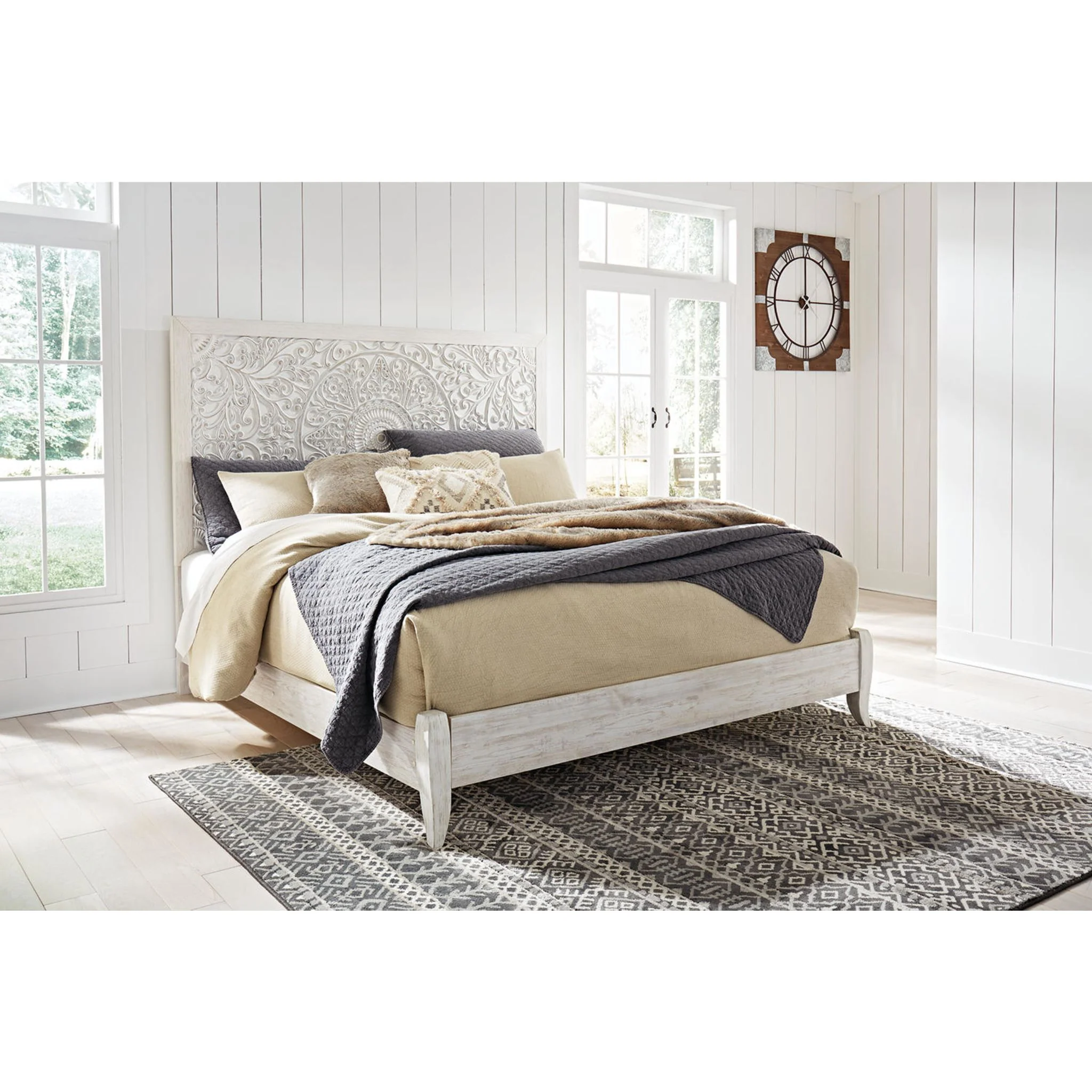 Jareth Panel Bed - Whitewash - Image 48