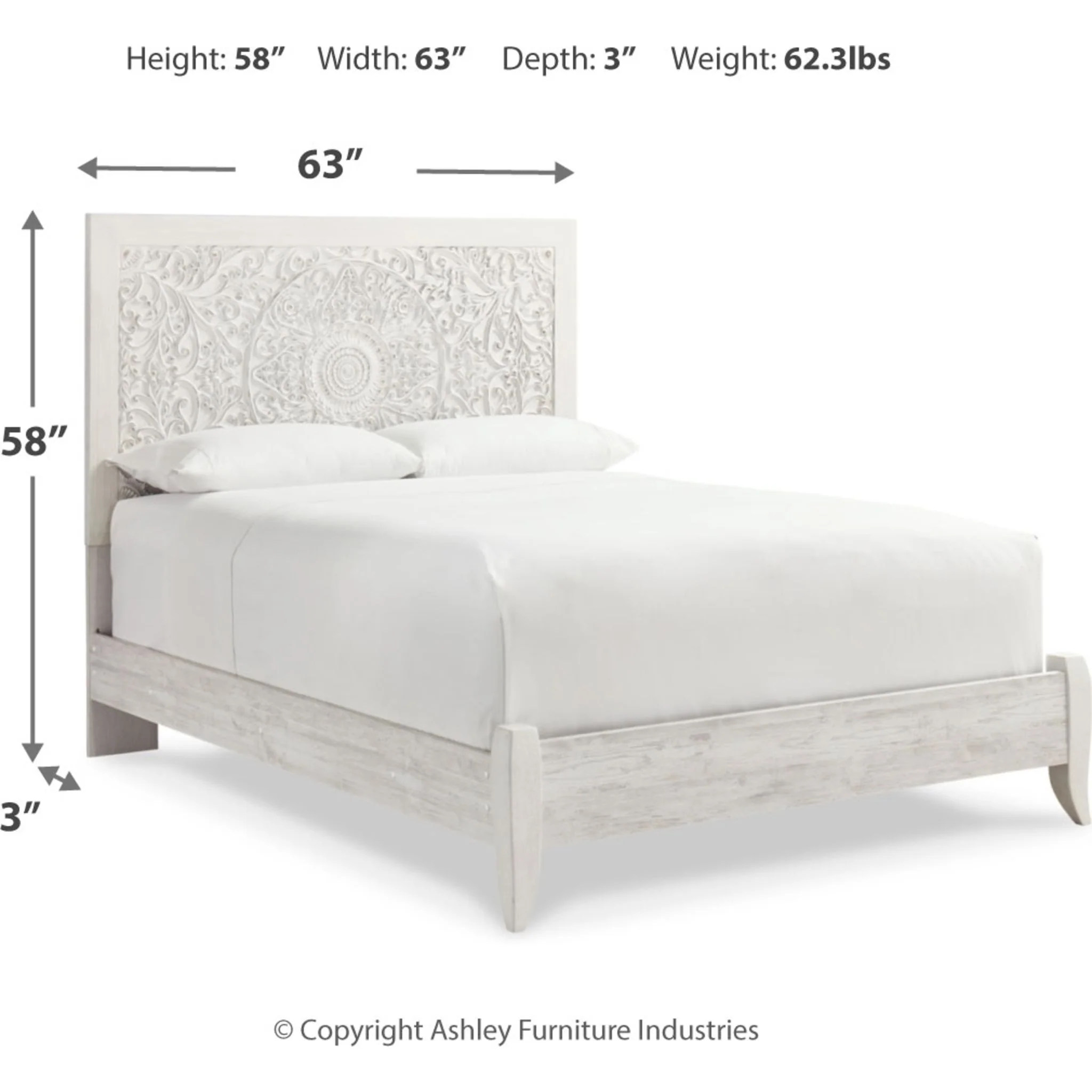Jareth Panel Bed - Whitewash - Image 6