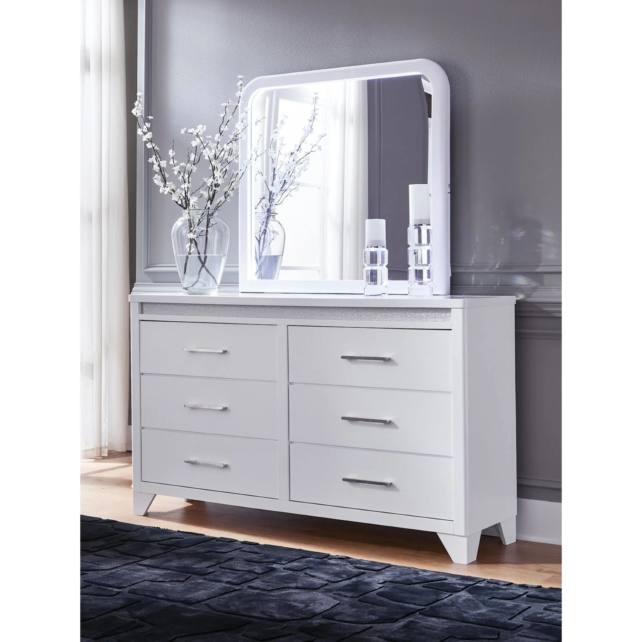 Jarlee Dresser and Mirror - White - Image 3