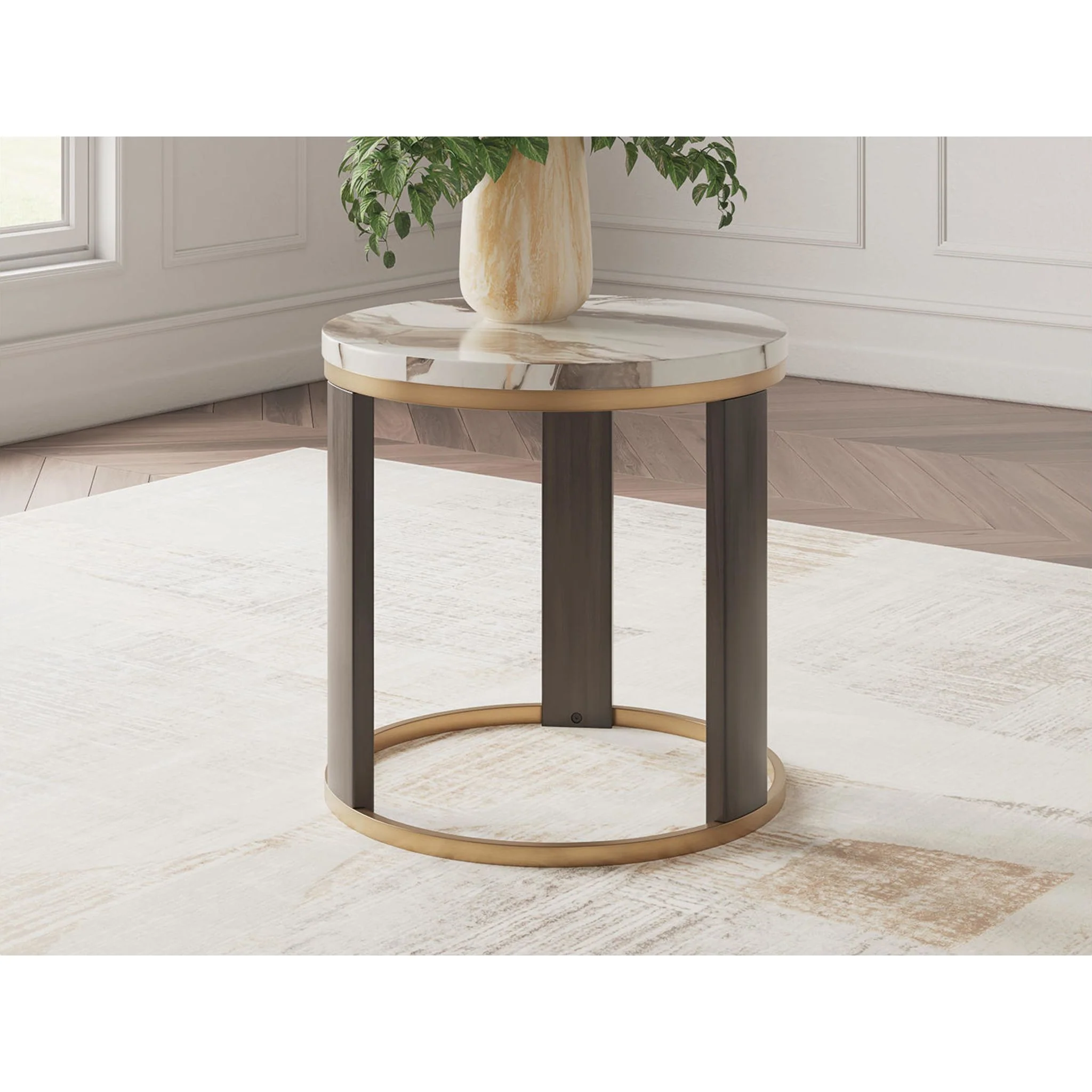 Jazmore End Table - Brown/Brass Finish - Image 2