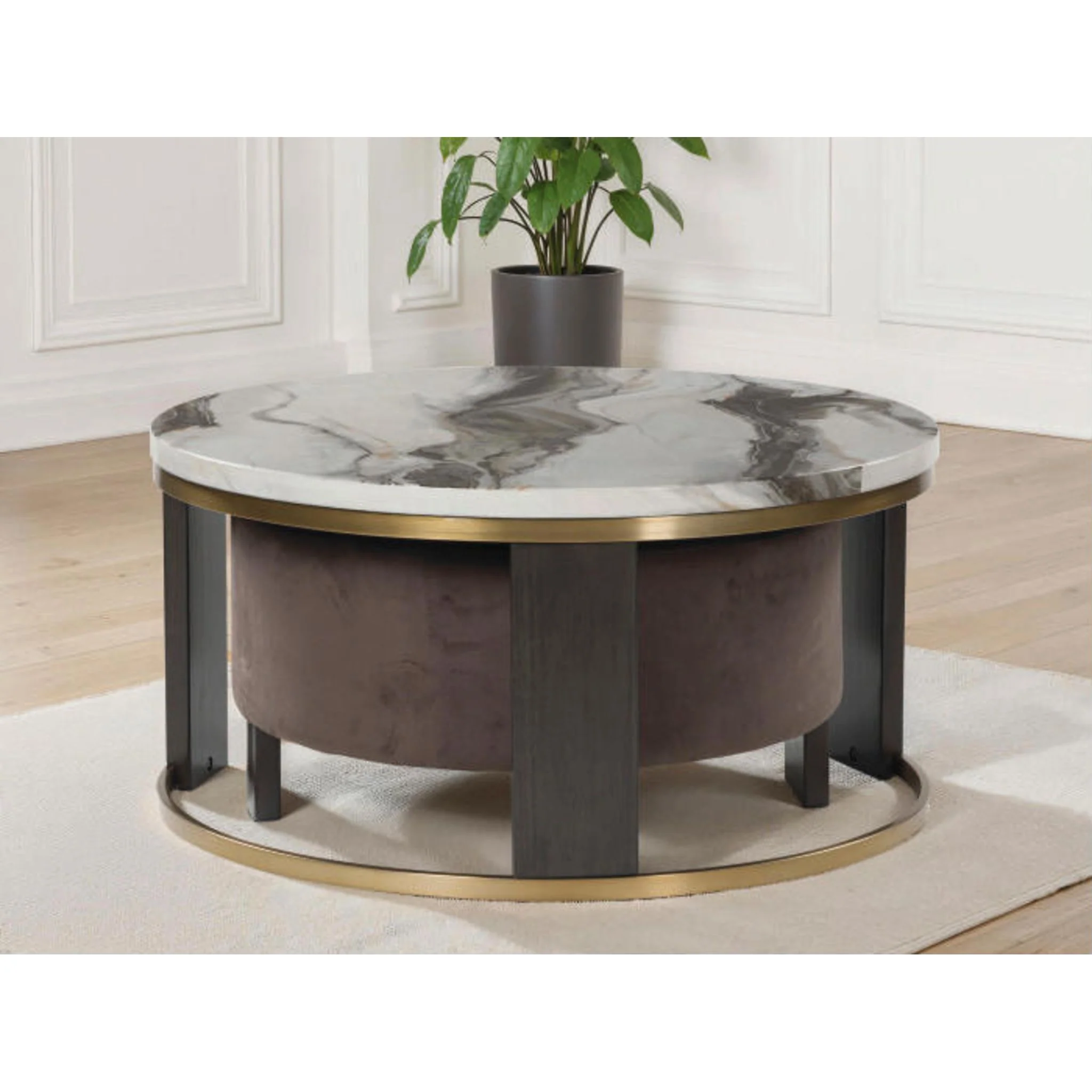 Jazmore Nesting Cocktail Table (Set of 2) - Brown/Brass Finish - Image 2
