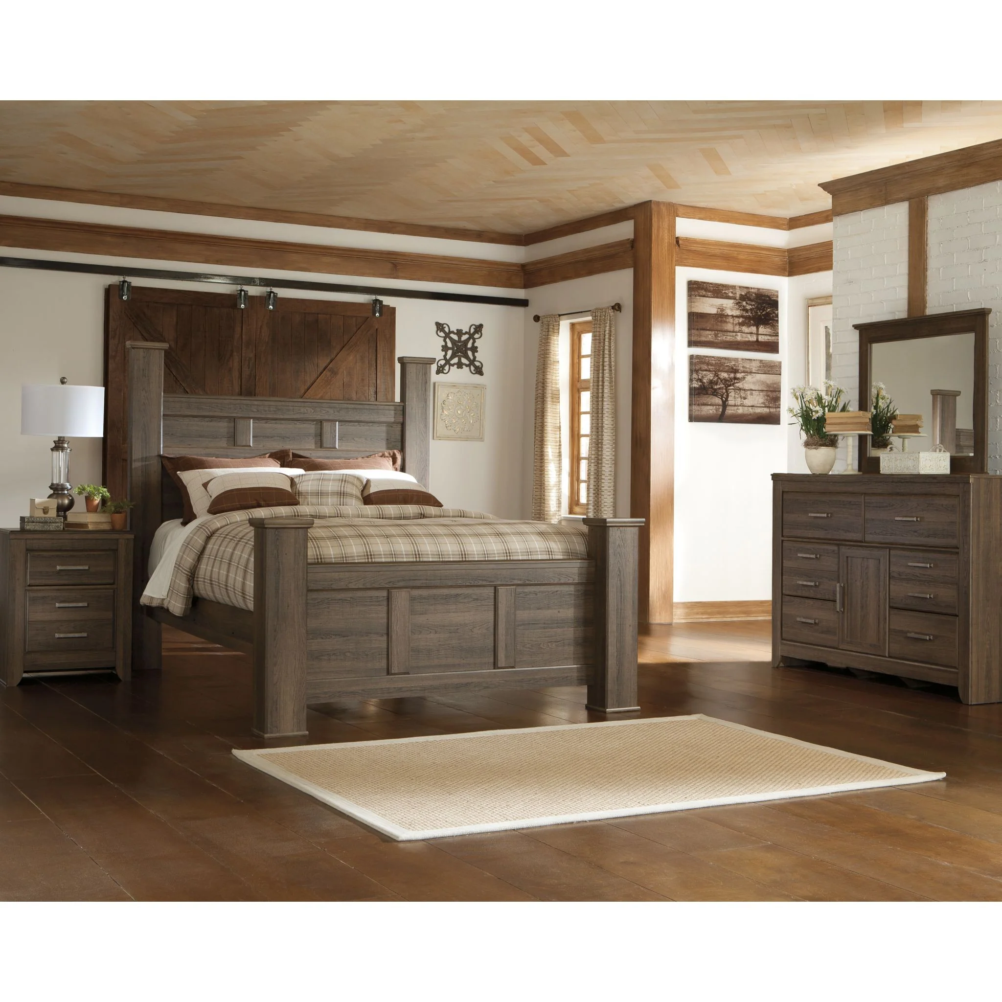 Juararo 6 Piece Queen Poster Bedroom - Dark Brown - Image 2