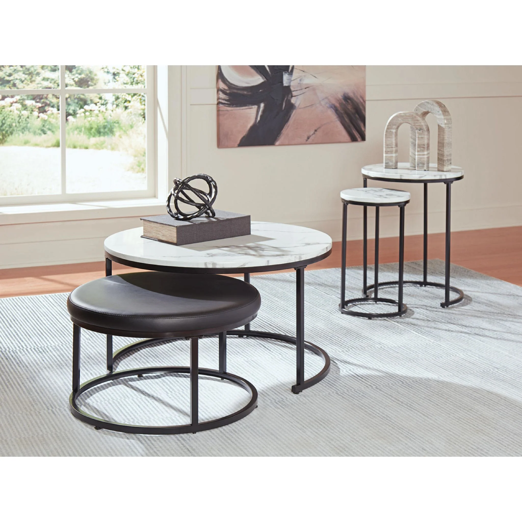 Jusmour Nesting Tables (Set of 4) - Black/White - Image 2