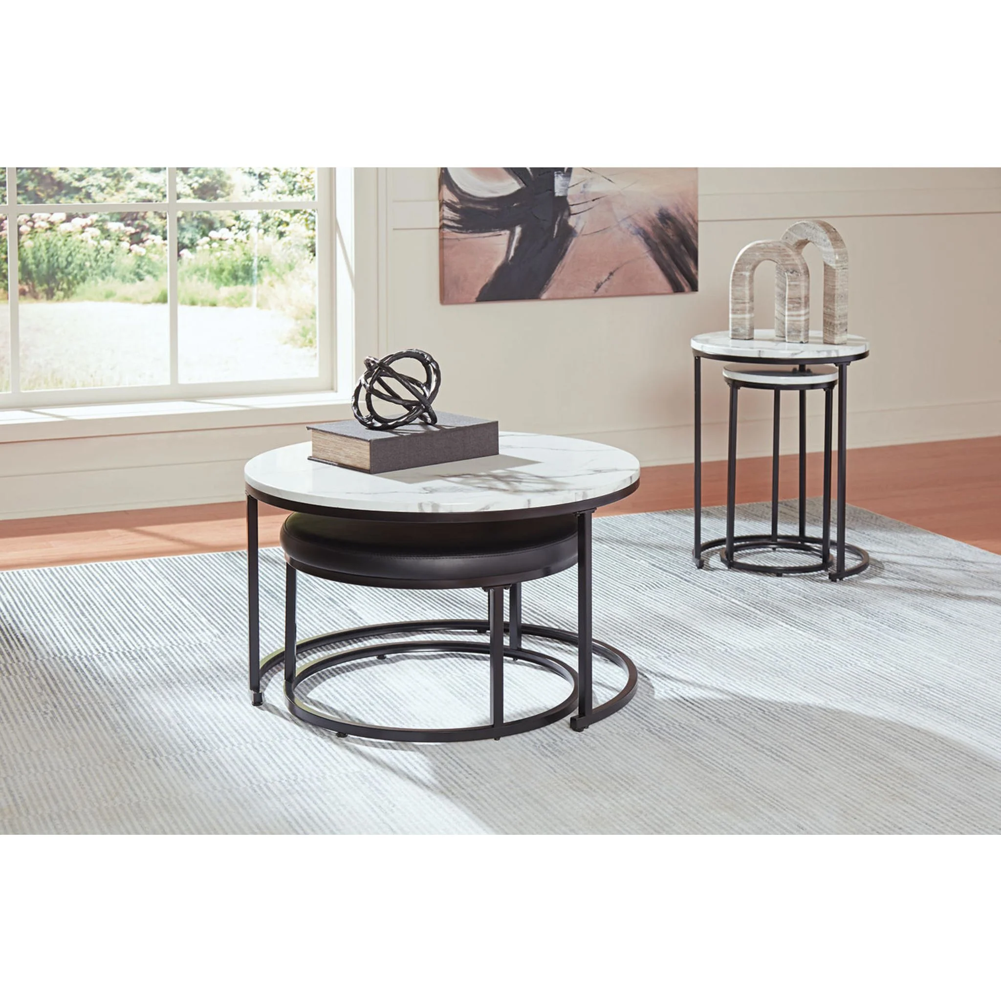 Jusmour Nesting Tables (Set of 4) - Black/White - Image 6