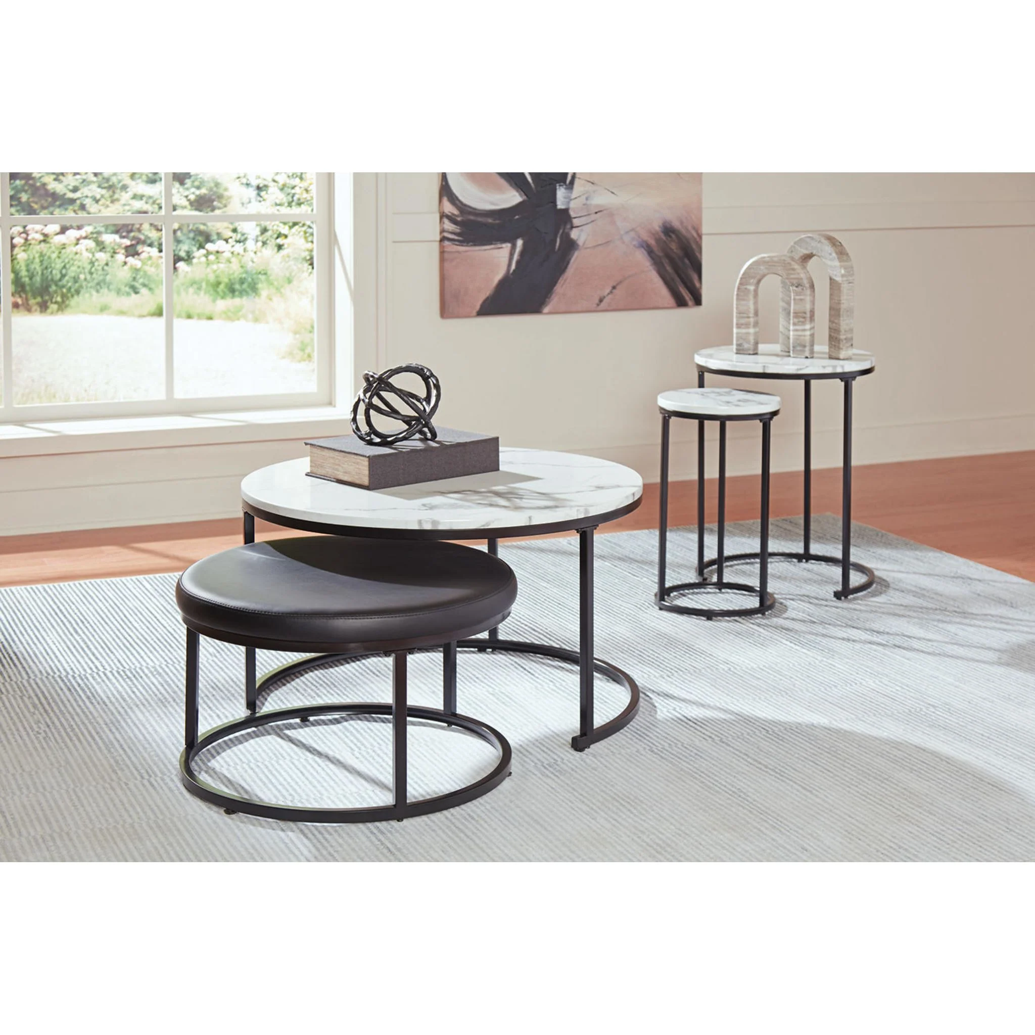 Jusmour Nesting Tables (Set of 4) - Black/White - Image 8