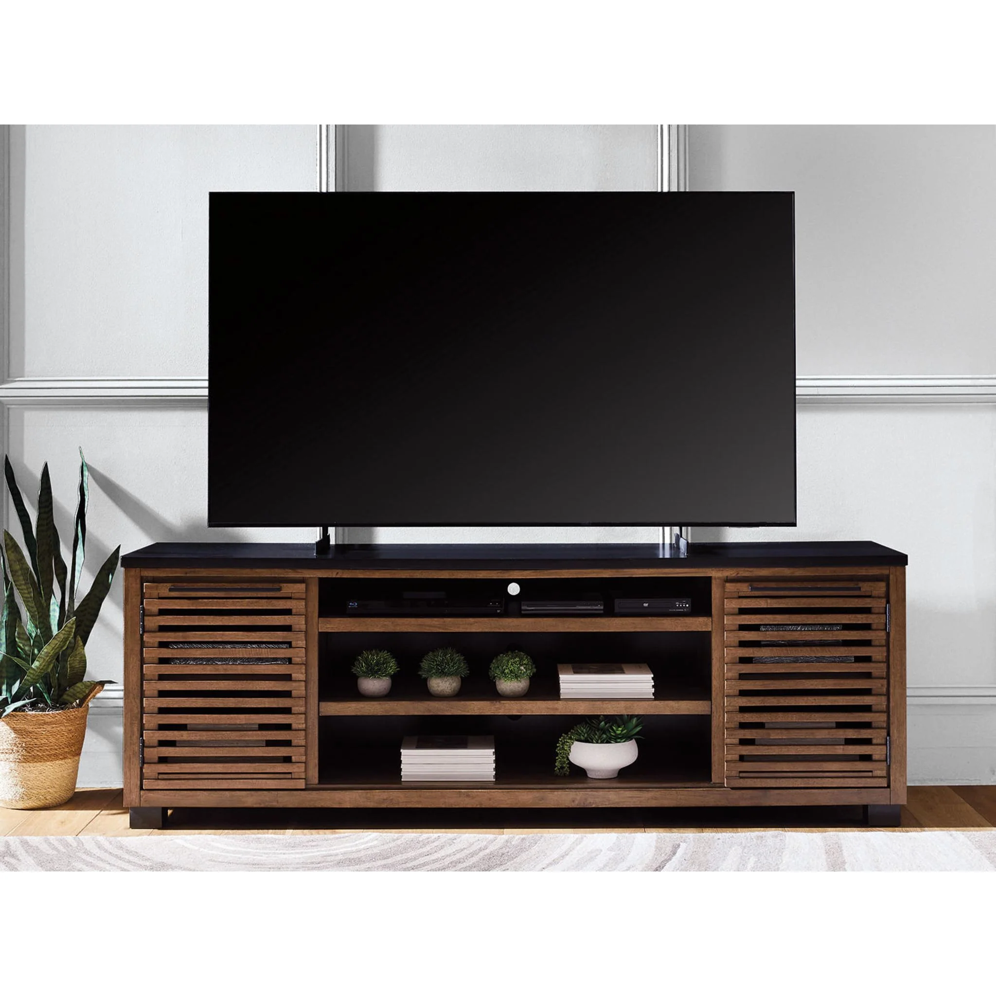 Kallari TV Stand - Warm Brown/Black - Image 5