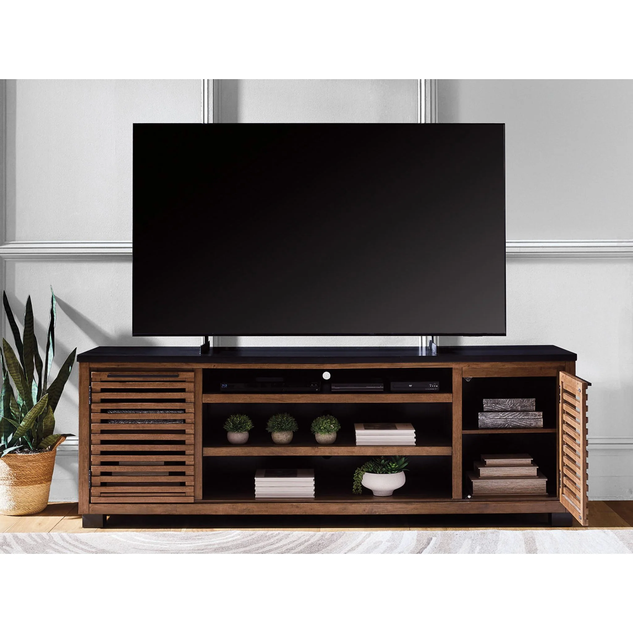Kallari TV Stand - Warm Brown/Black - Image 8