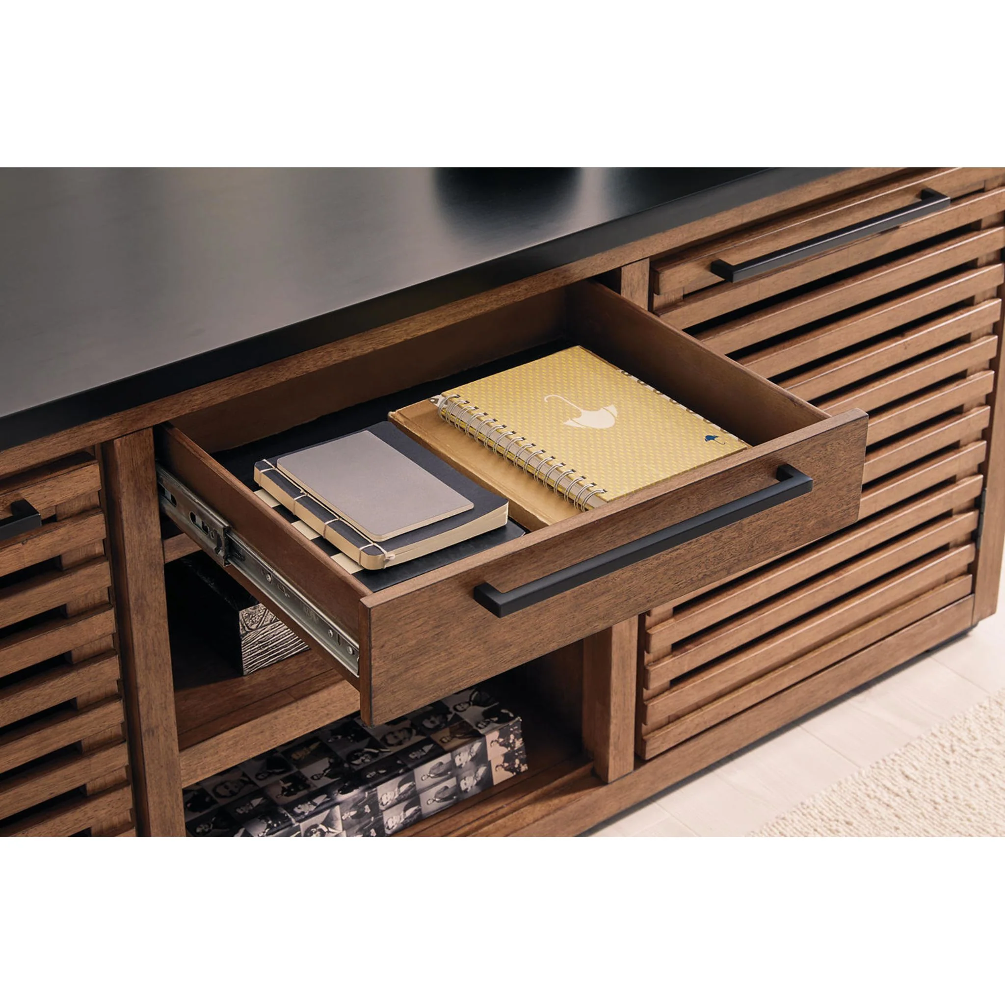 Kallari Credenza - Warm Brown/Black - Image 7