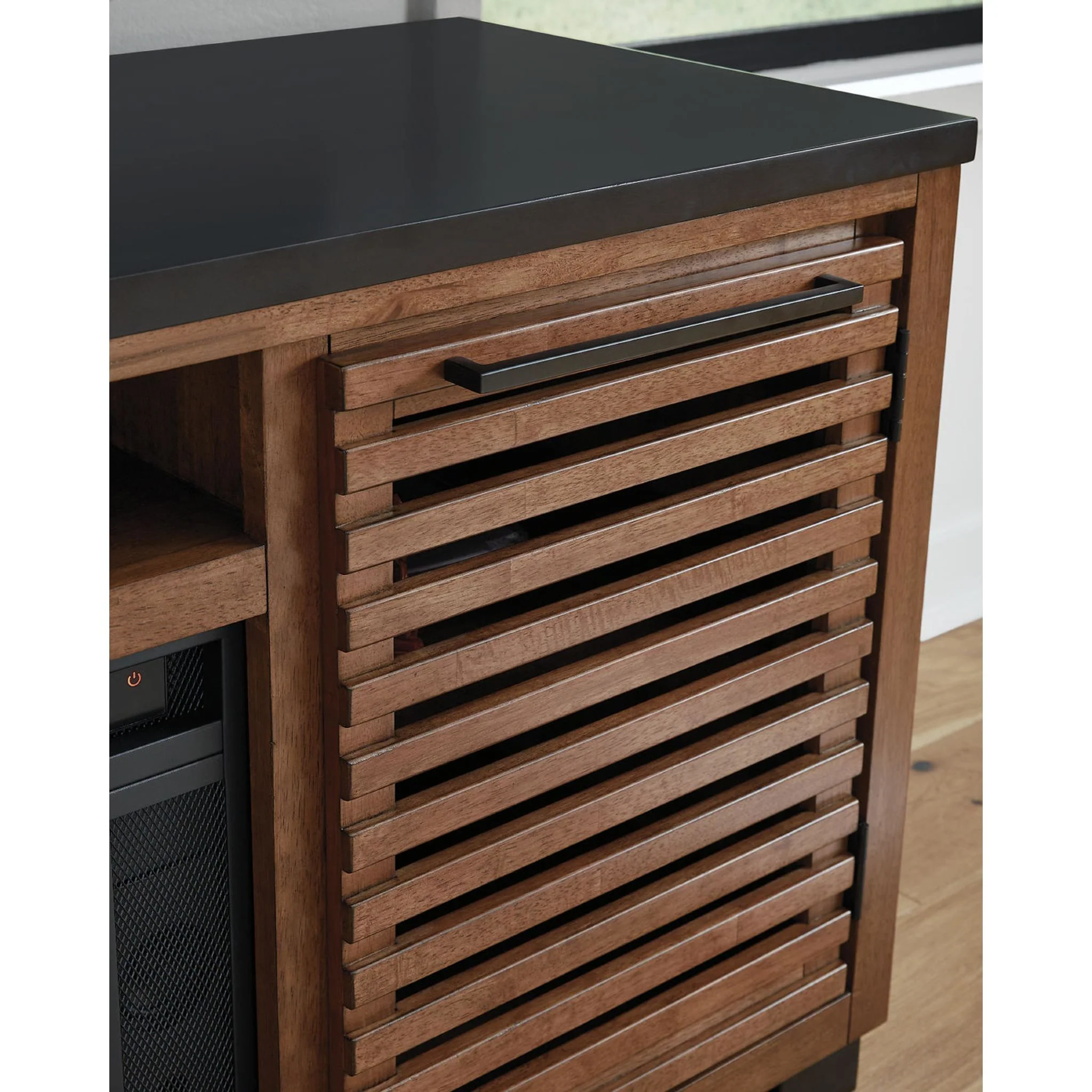 Kallari TV Stand with Fireplace - Warm Brown/Black - Image 2