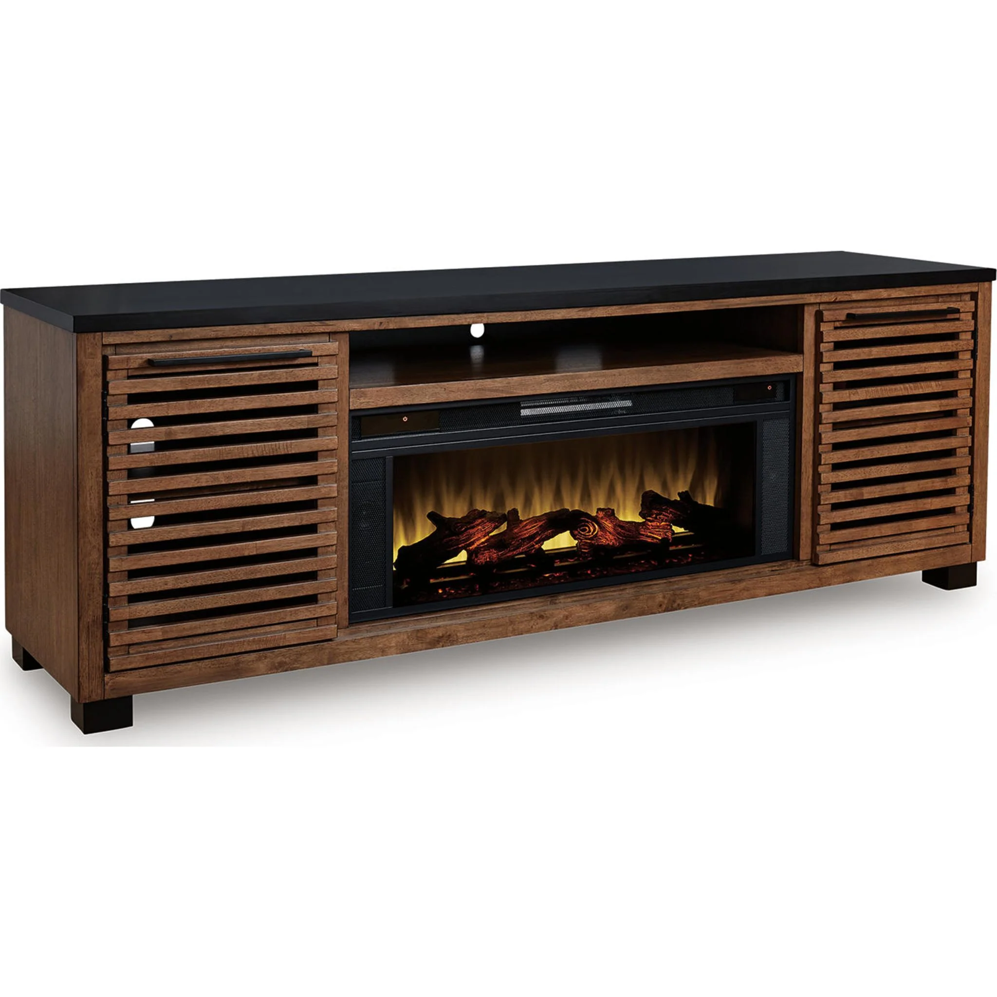 Kallari TV Stand with Fireplace - Warm Brown/Black - Image 5
