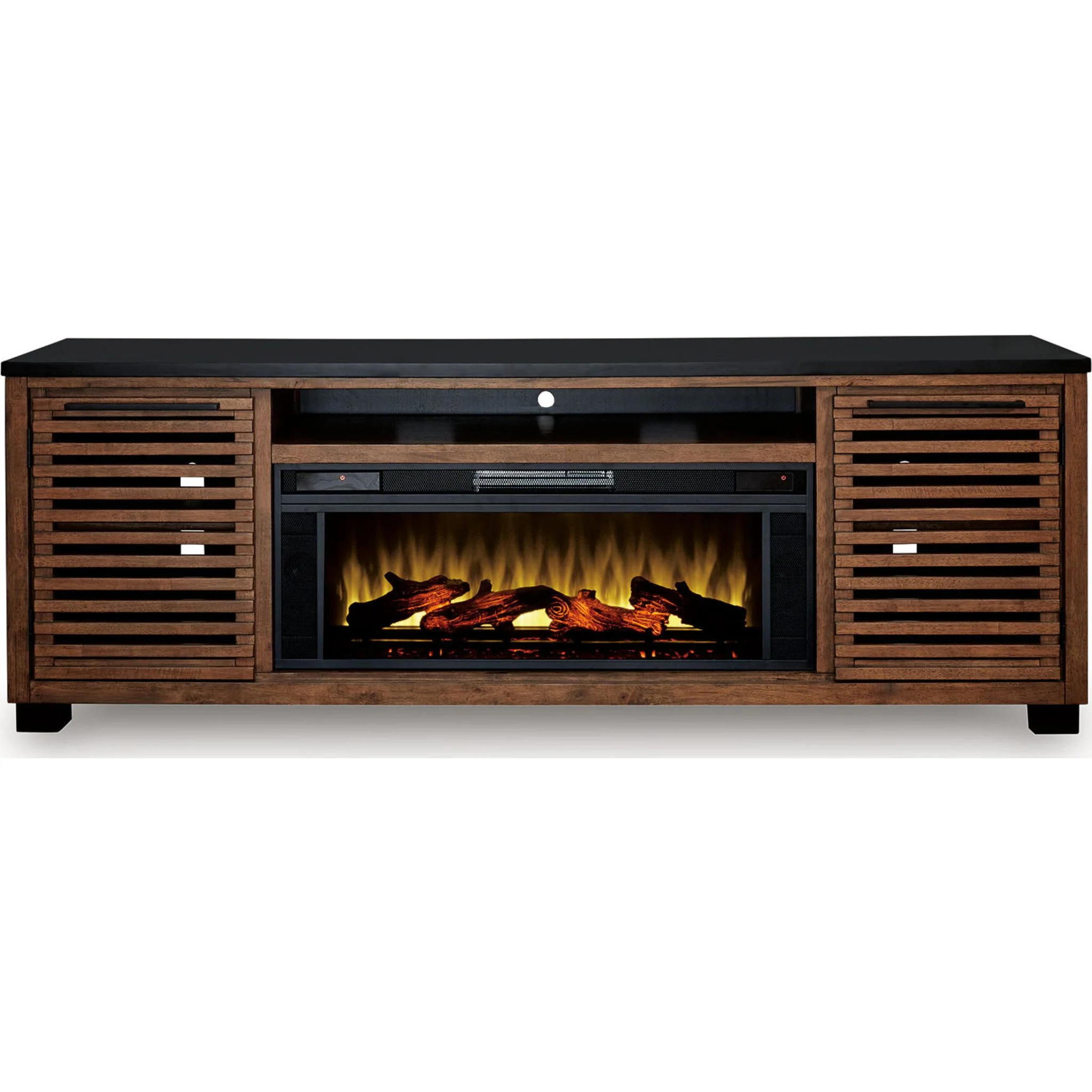 Kallari TV Stand with Fireplace - Warm Brown/Black - Image 6