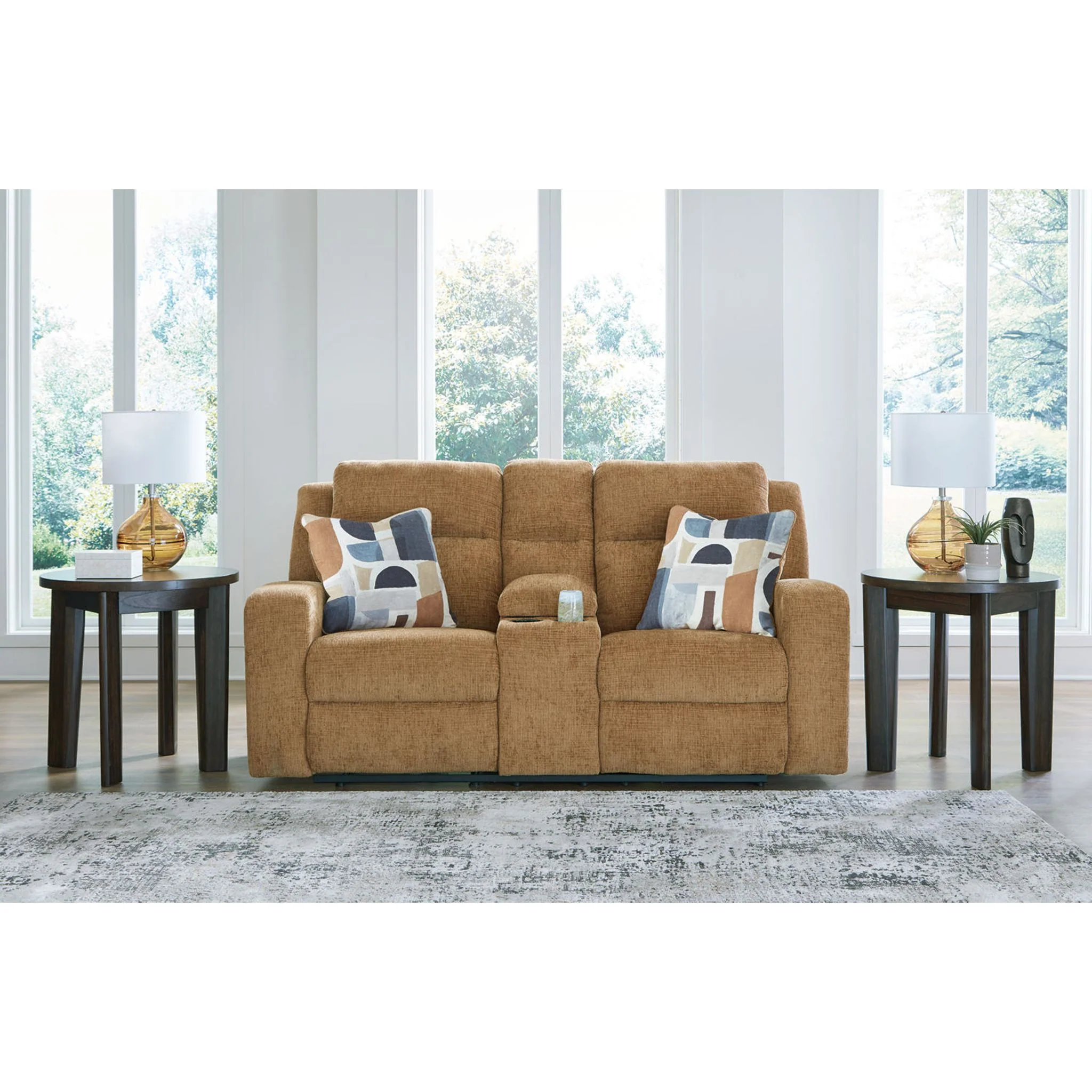 Kanlow Reclining Loveseat with Console - Honey - Image 2