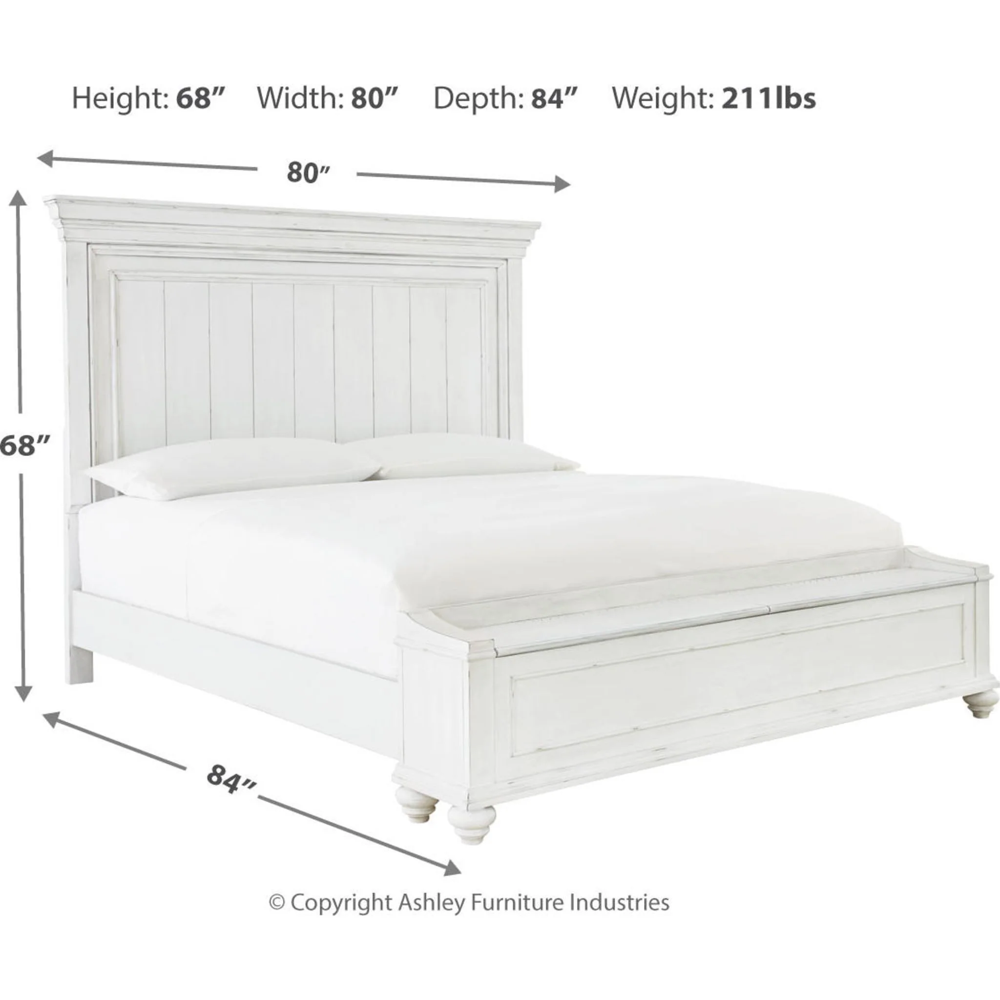 Kanwyn 5 Piece King Storage Bedroom - Whitewash - Image 3