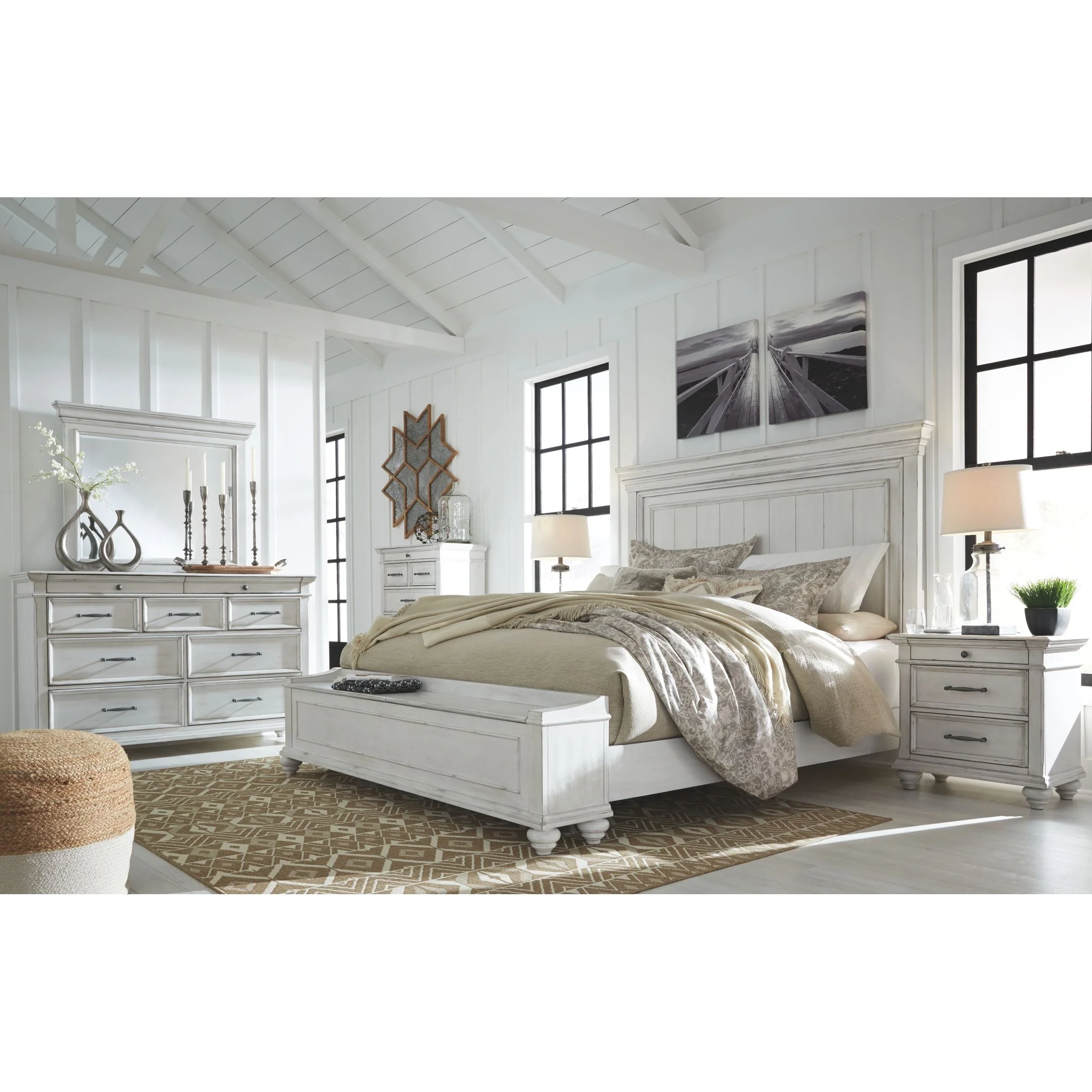 Kanwyn Panel Bed - Whitewash - Image 11