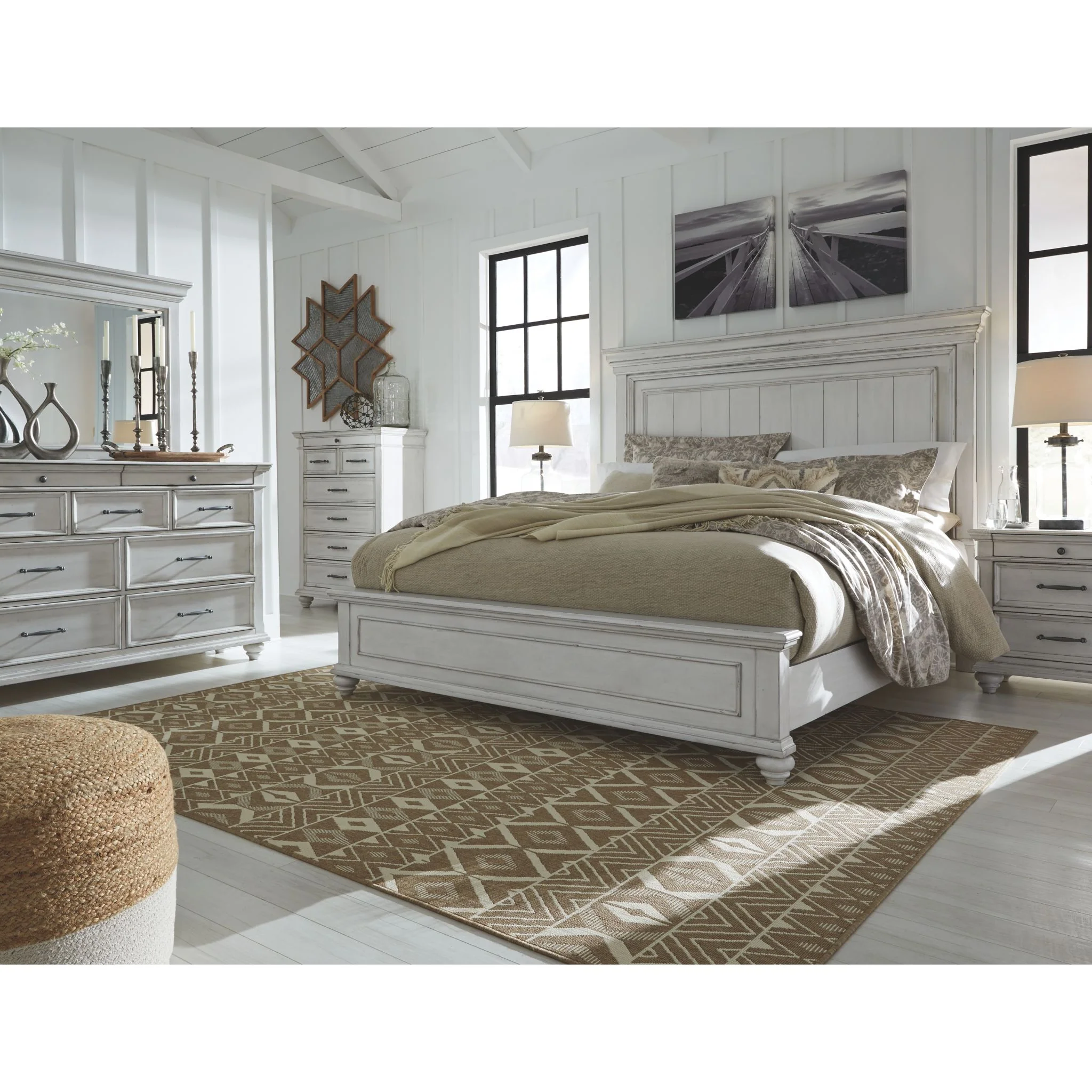 Kanwyn Panel Bed - Whitewash - Image 13
