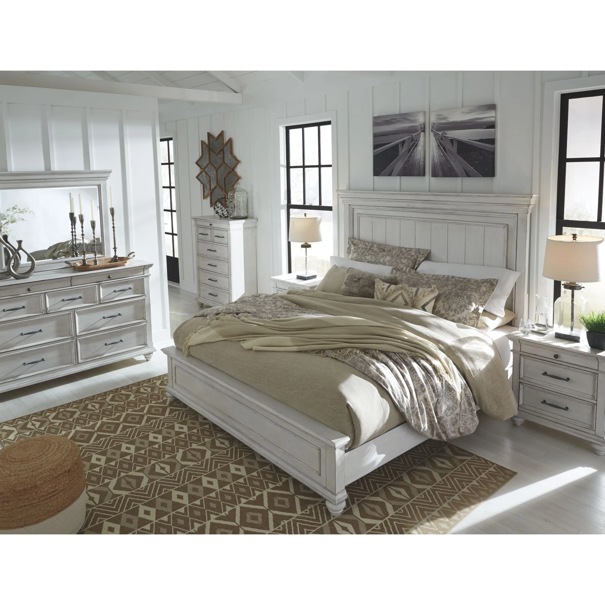 Kanwyn Panel Bed - Whitewash - Image 14